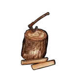 切り株と斧の画像