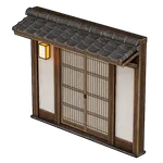 和風なドア付き壁Aの画像