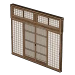 和風なドア付き壁Bの画像