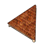 木の三角斜め屋根の画像