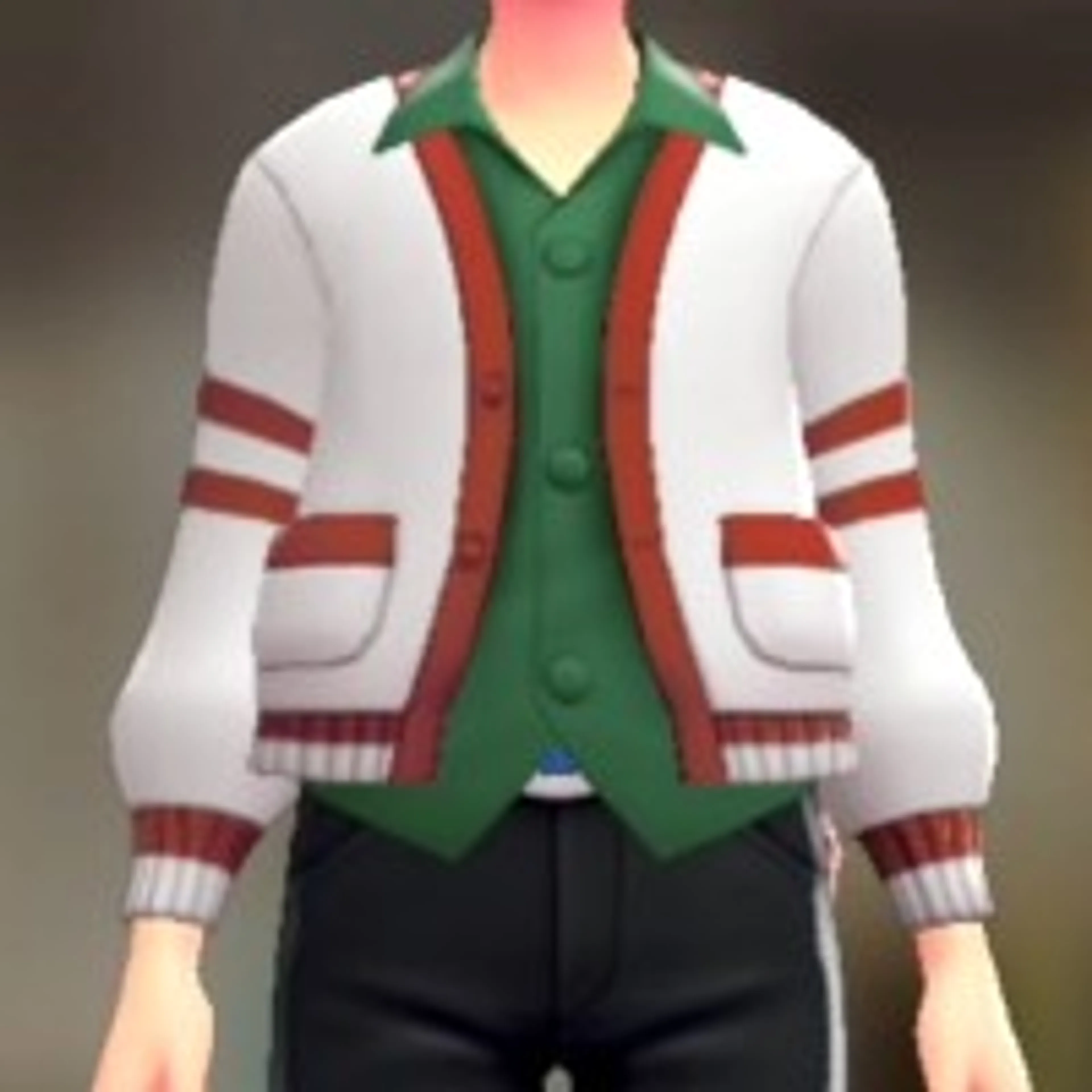 カーディガン&シャツセット - カレッジホワイト グリーン