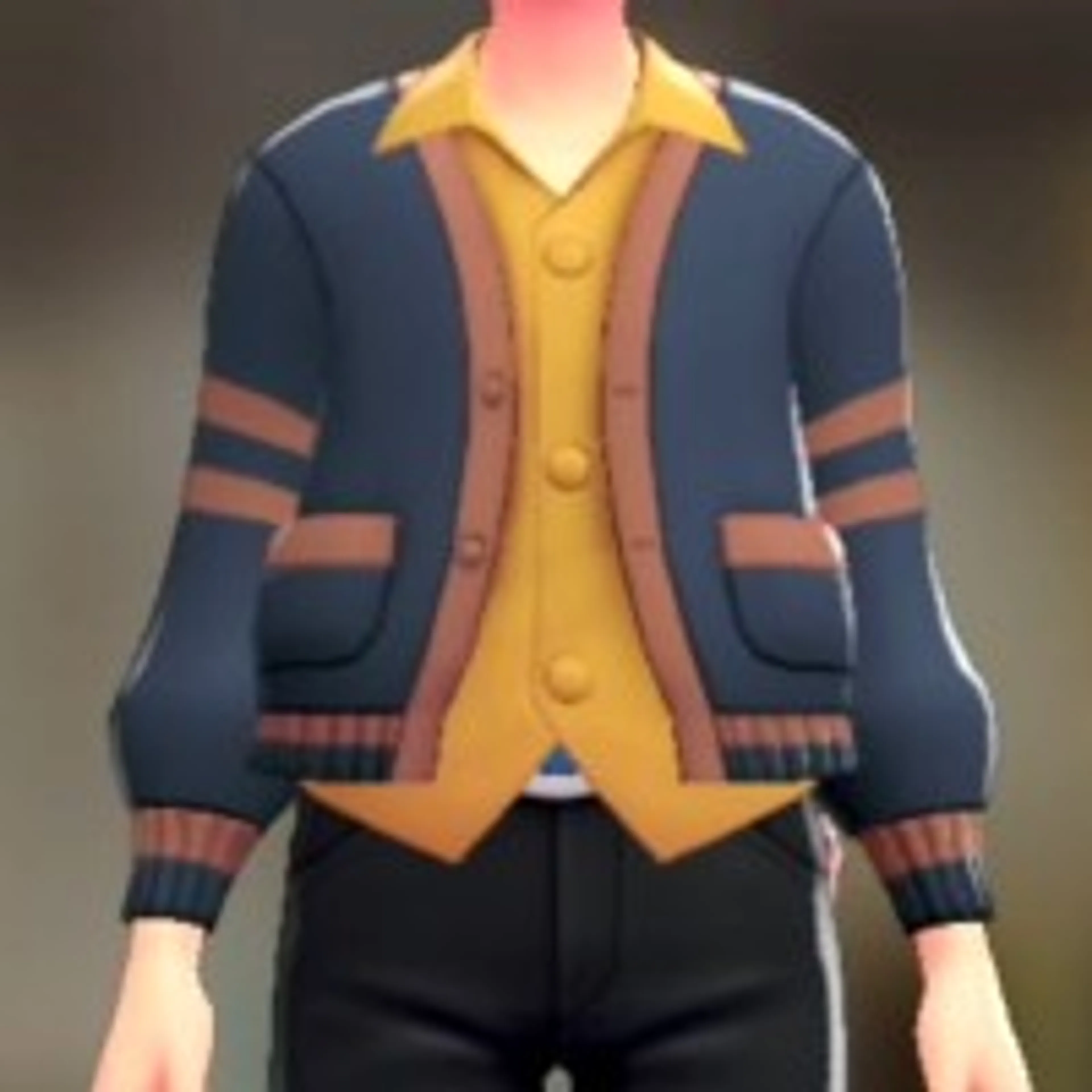 カーディガン&シャツセット - カレッジネイビー イエロー