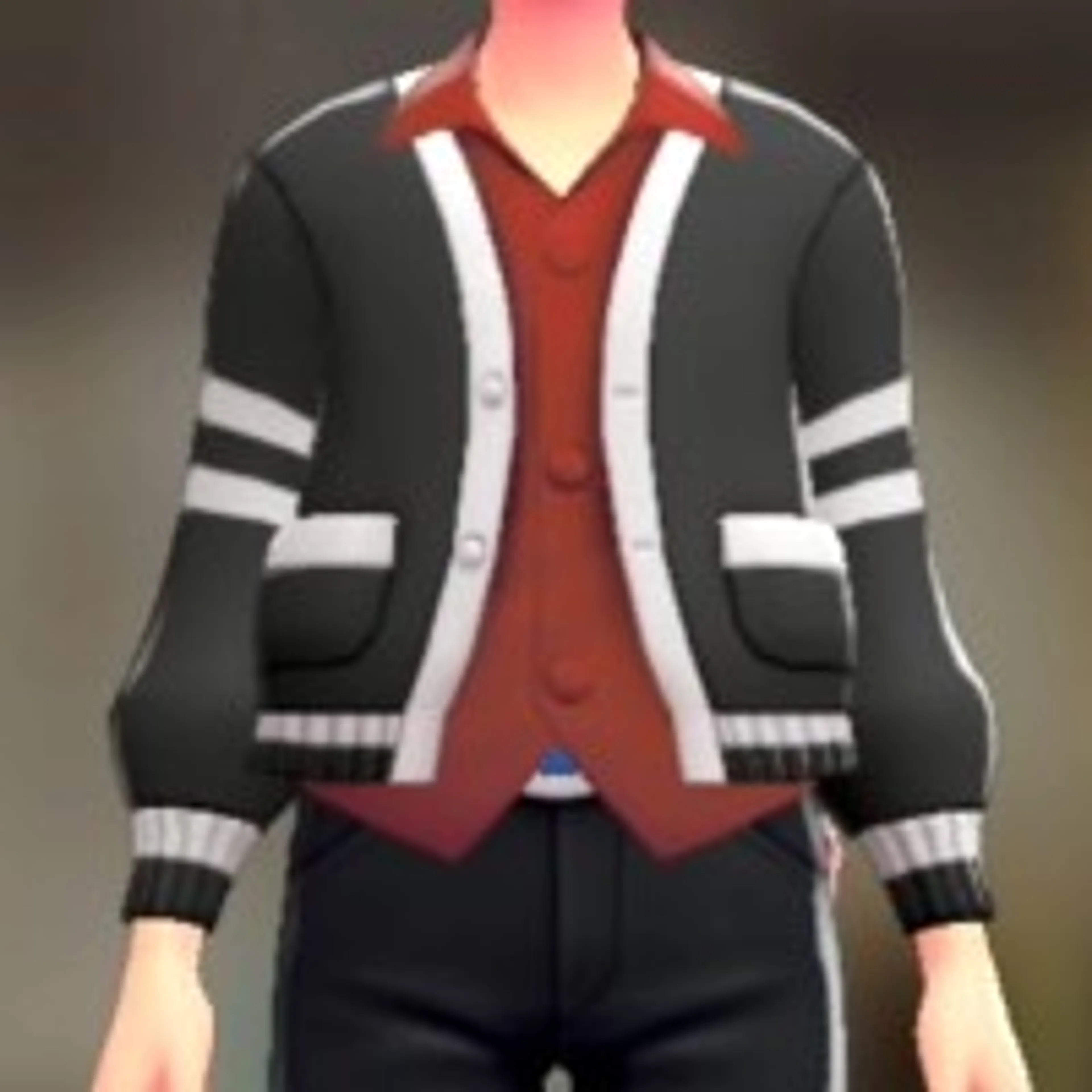 カーディガン&シャツセット - カレッジブラック レッド