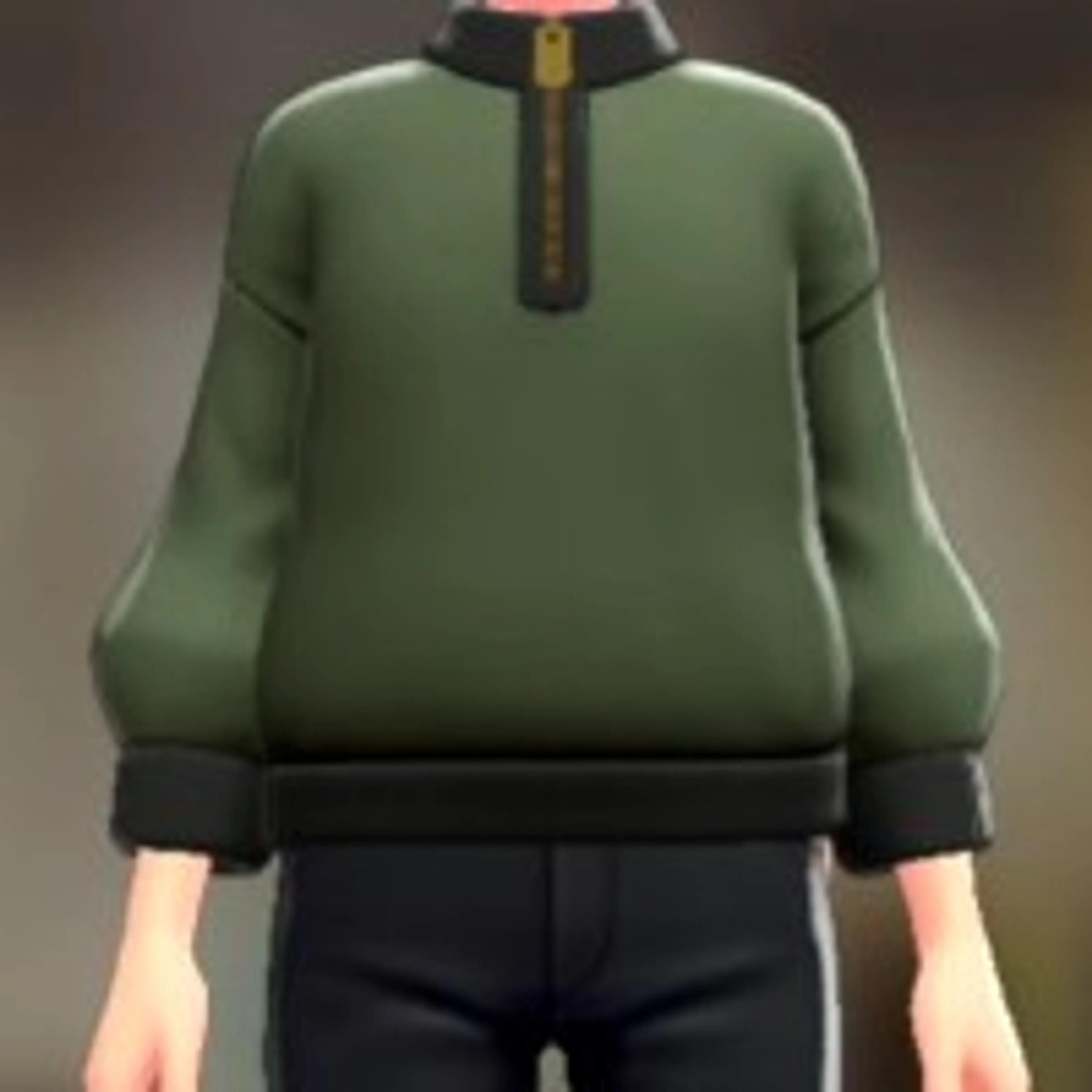 ハーフジップスウェット - モスグリーン