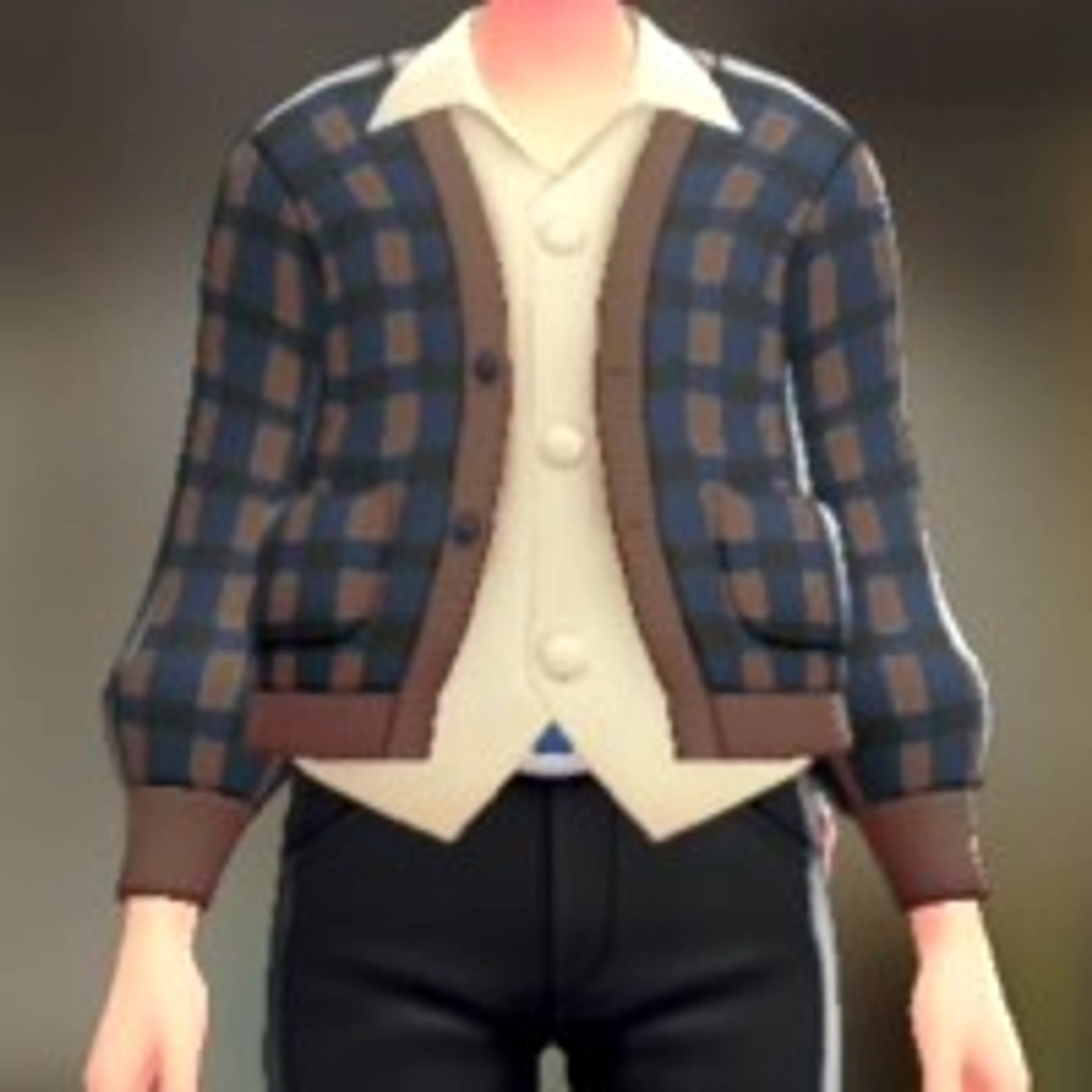 カーディガン&シャツセット - こうがしらネイビー アイボリー