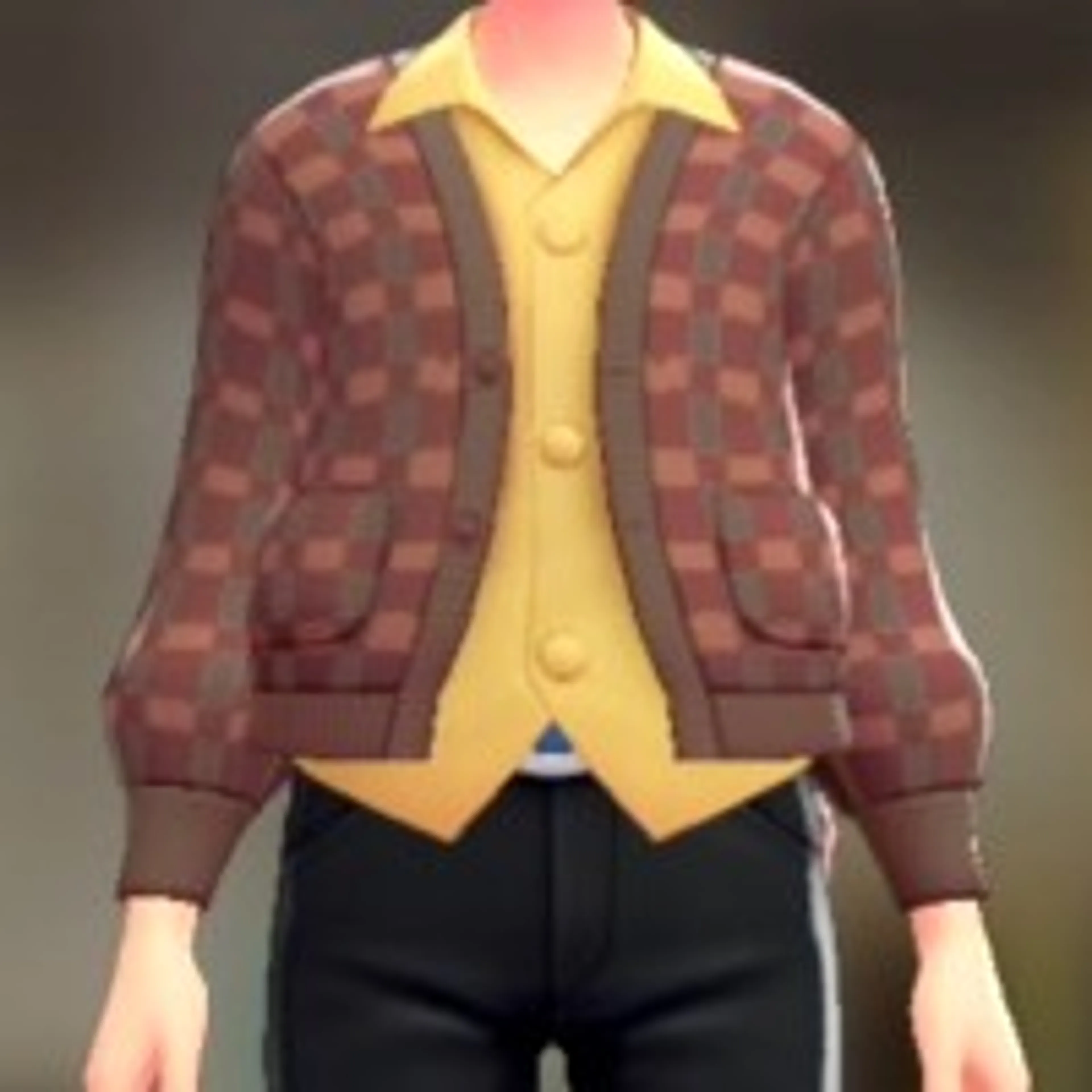 カーディガン&シャツセット - こうがしらレッド クリーム