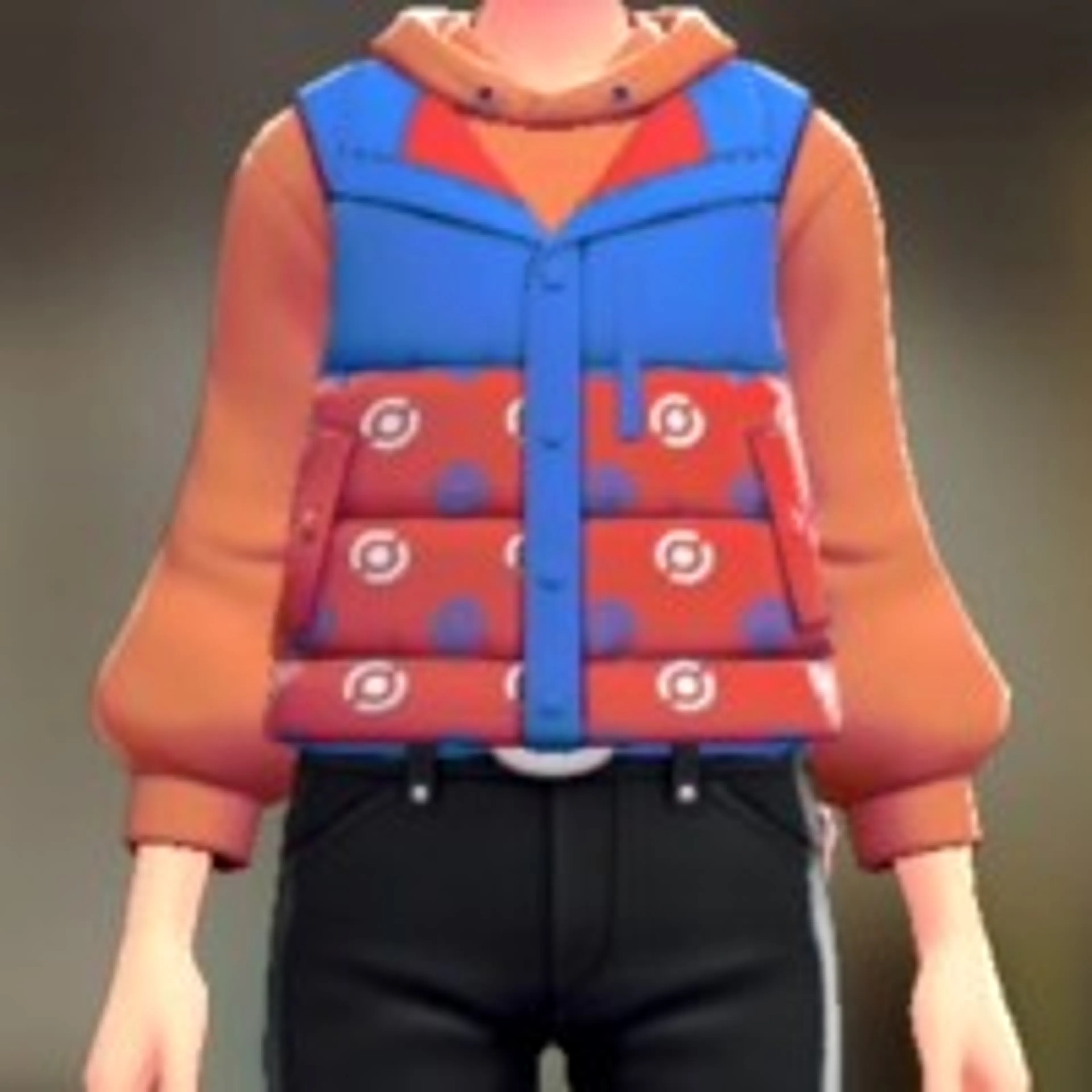 ダウンベスト&パーカーセット - モンボがらレッド オレンジ