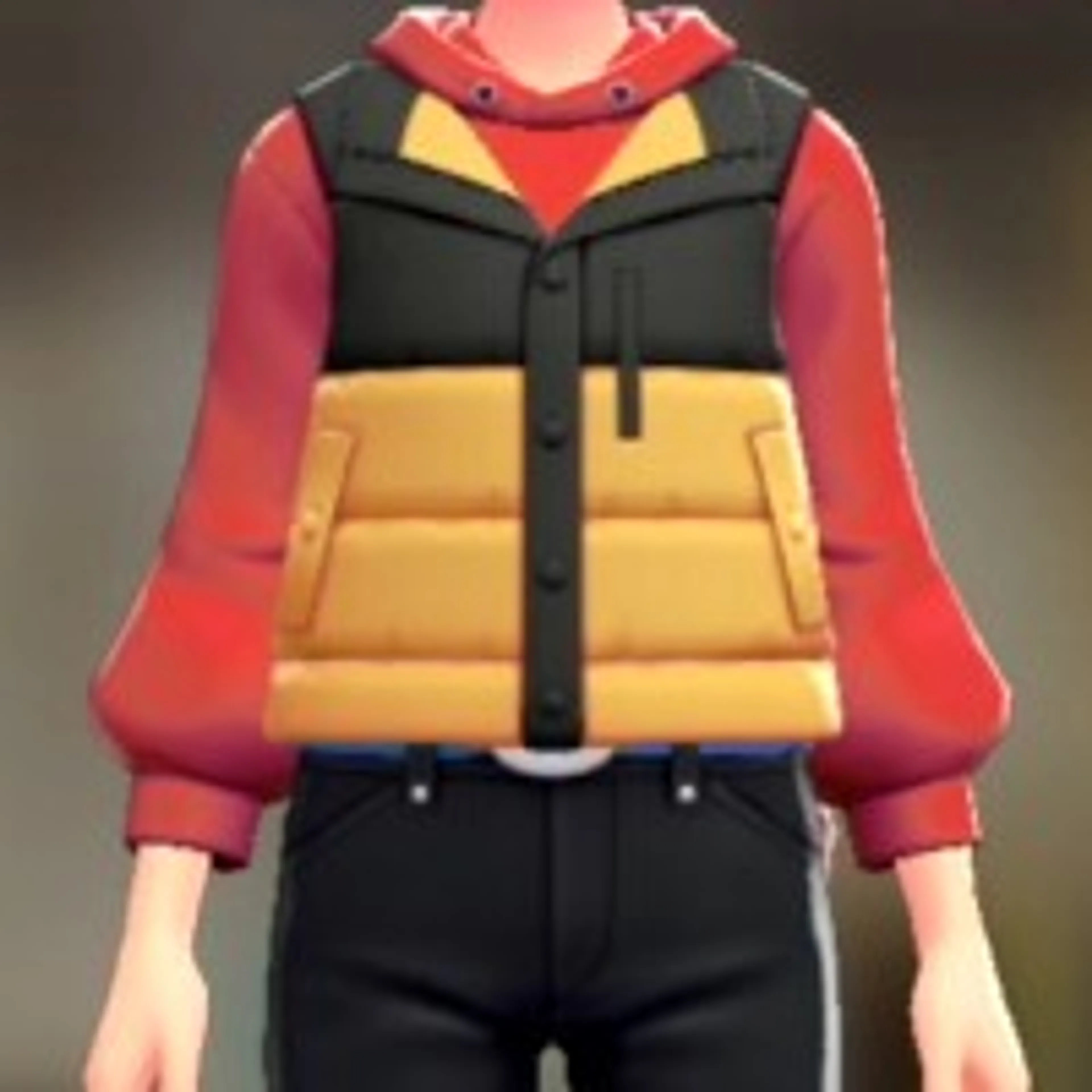 ダウンベスト&パーカーセット - バイカラーイエロー レッド