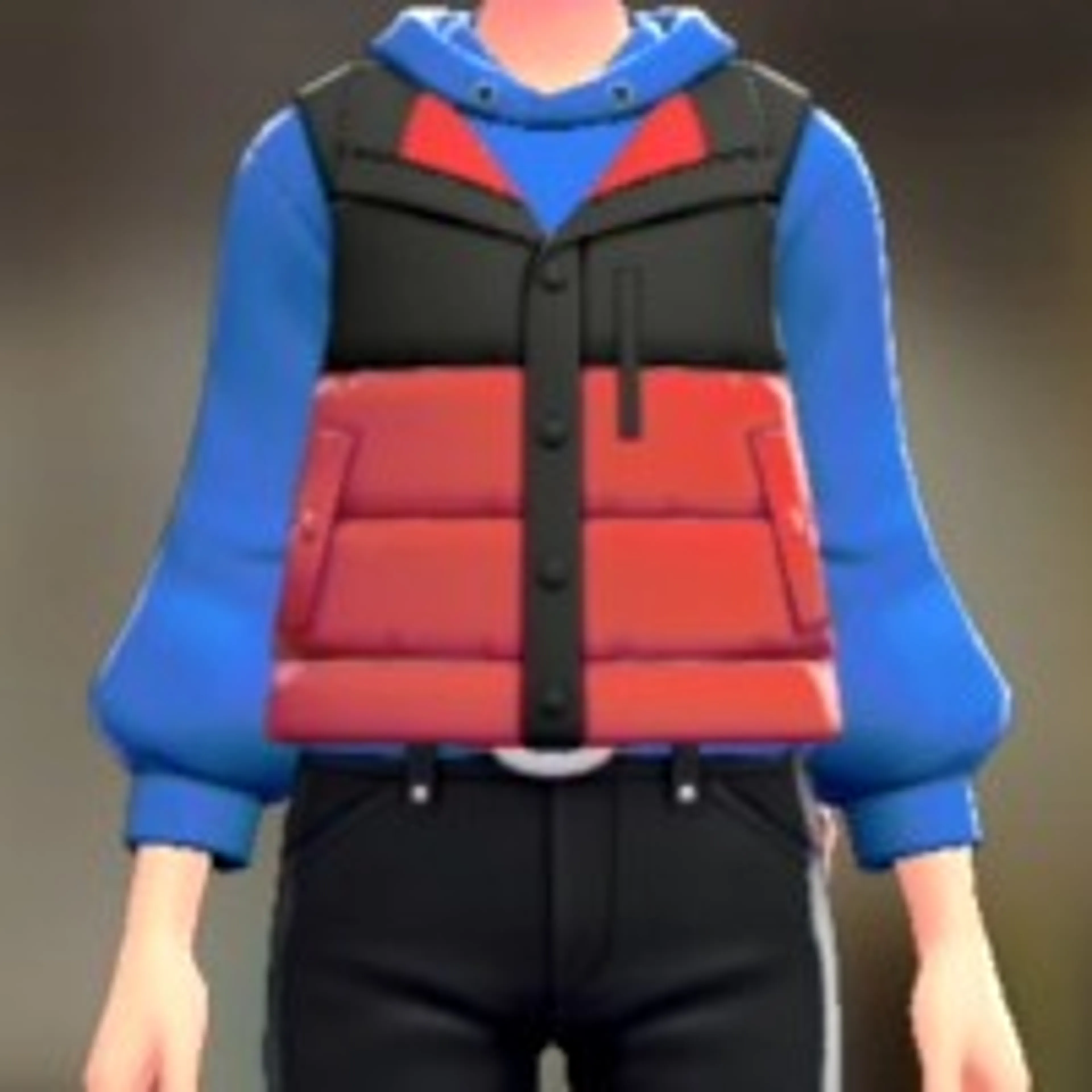 ダウンベスト&パーカーセット - バイカラーレッド ブルー