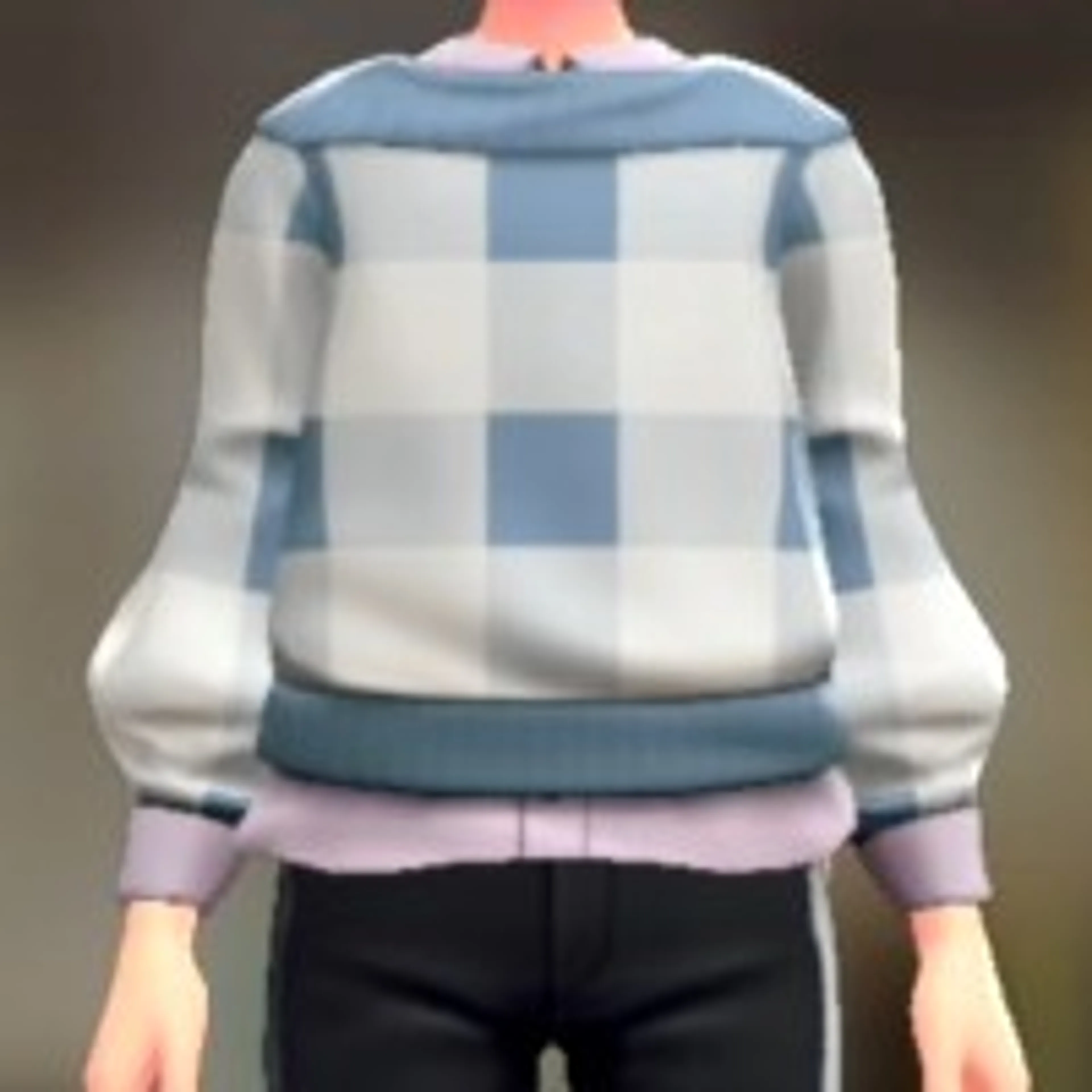 セーター&シャツセット - ホワイトチェック ペールパープル