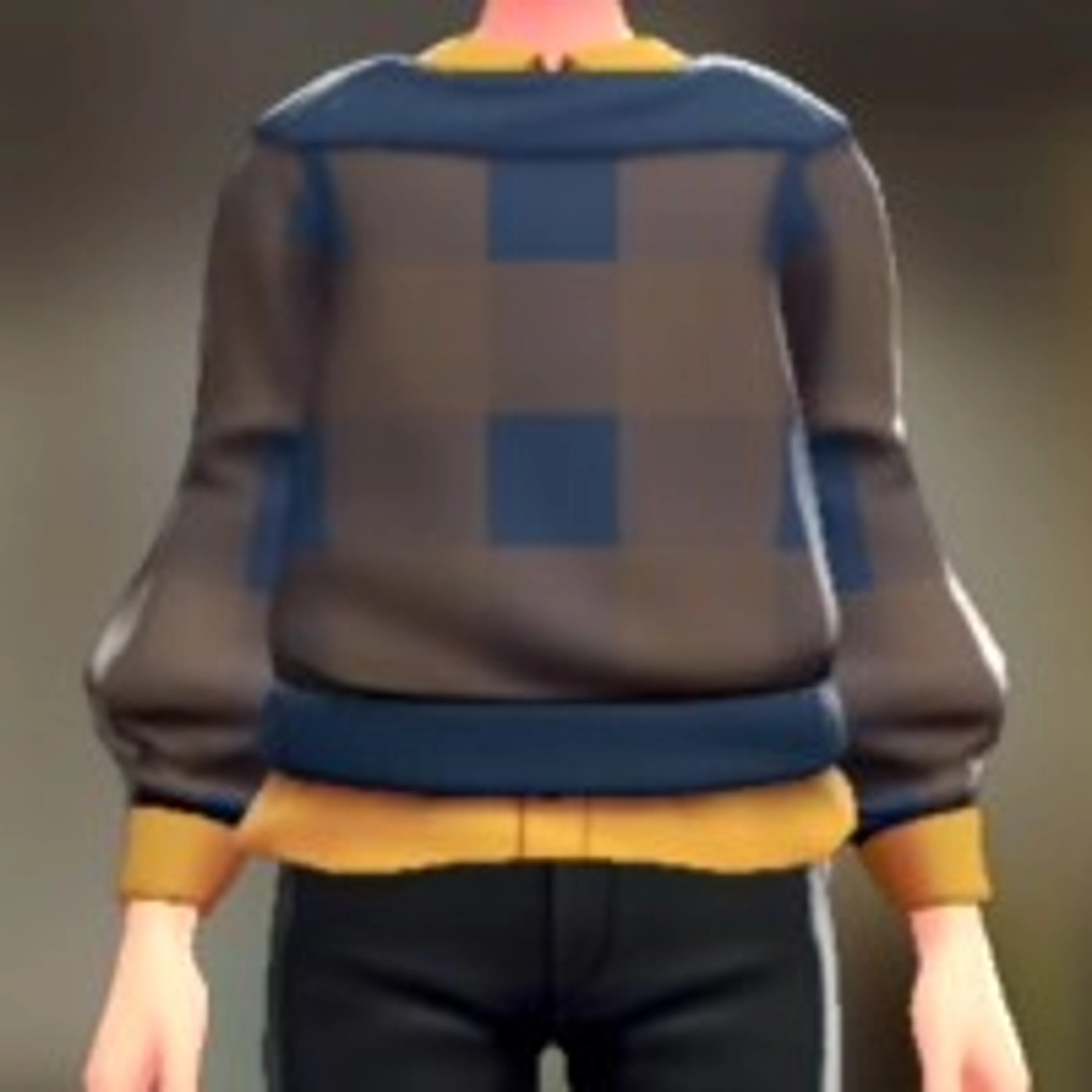 セーター&シャツセット - ブラウンチェック イエロー