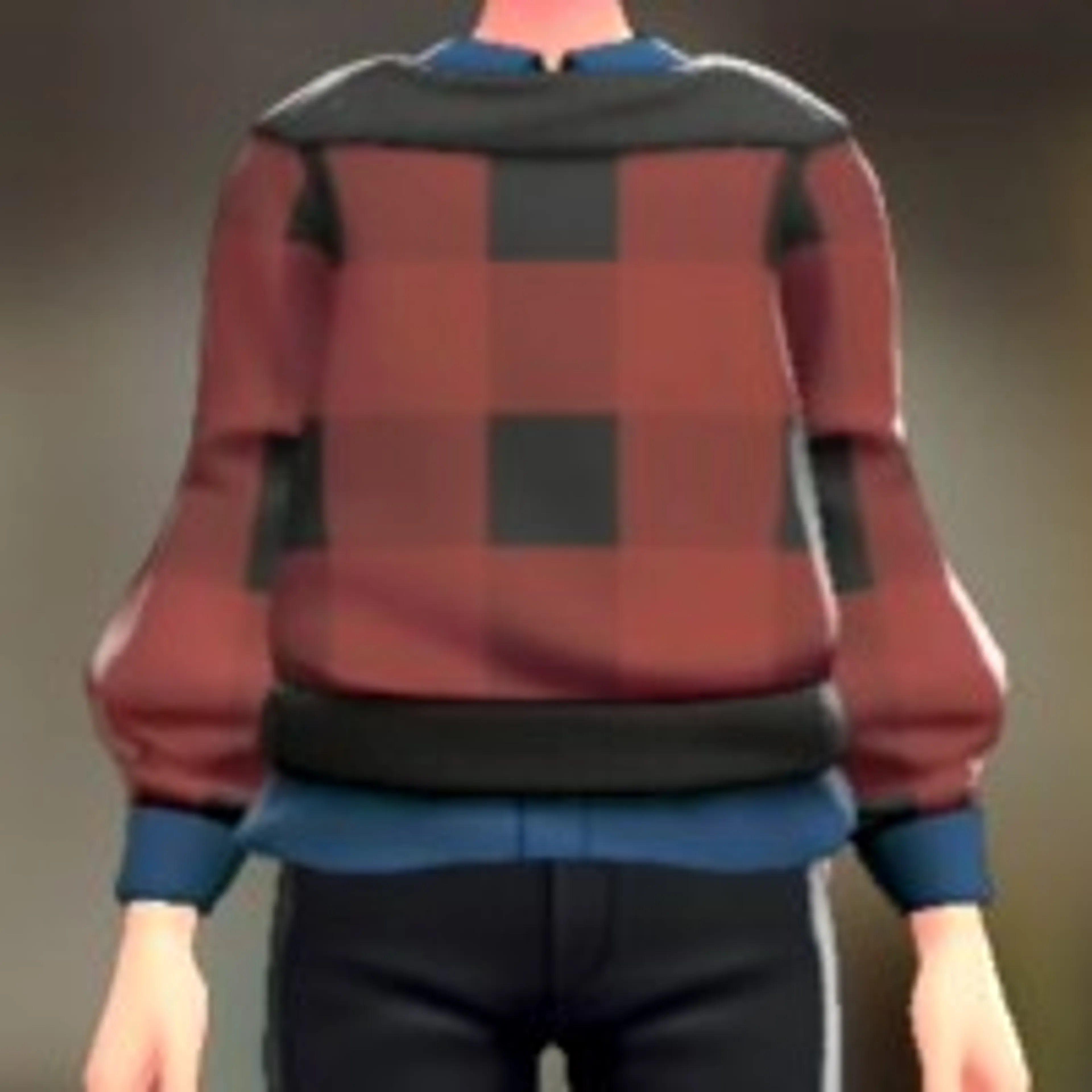 セーター&シャツセット - レッドチェック ブルー