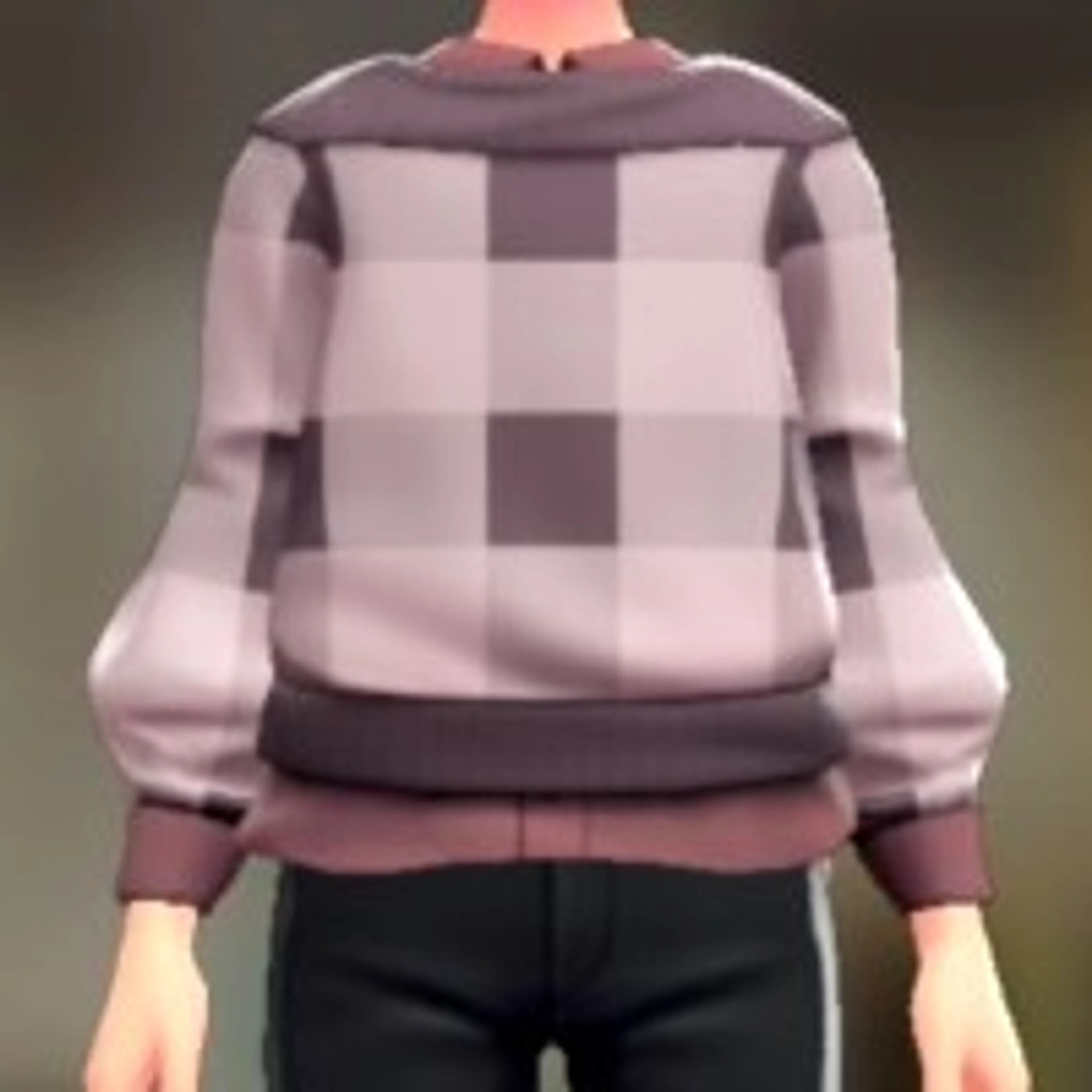 セーター&シャツセット - ピンクチェック オールドローズ