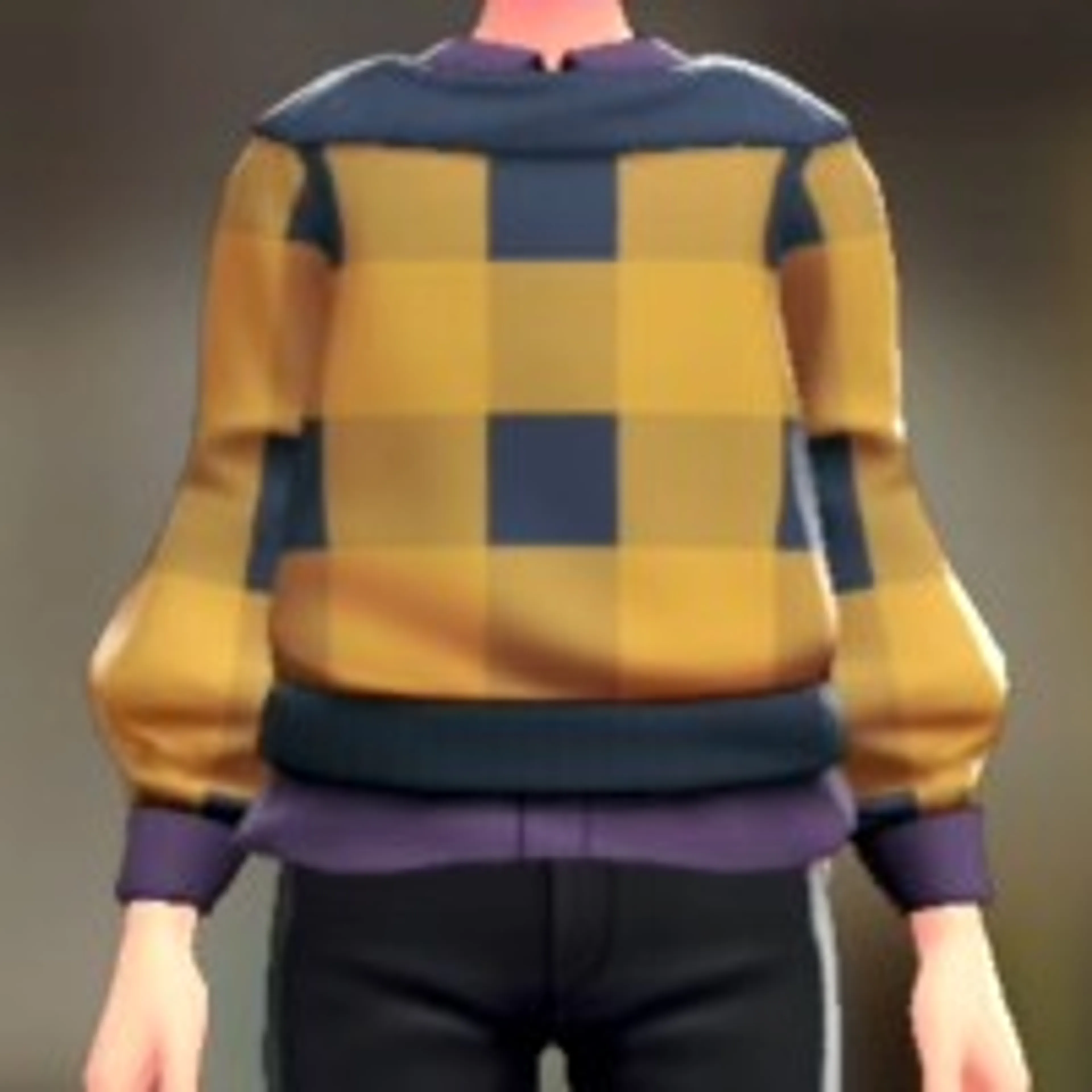 セーター&シャツセット - イエローチェック パープル