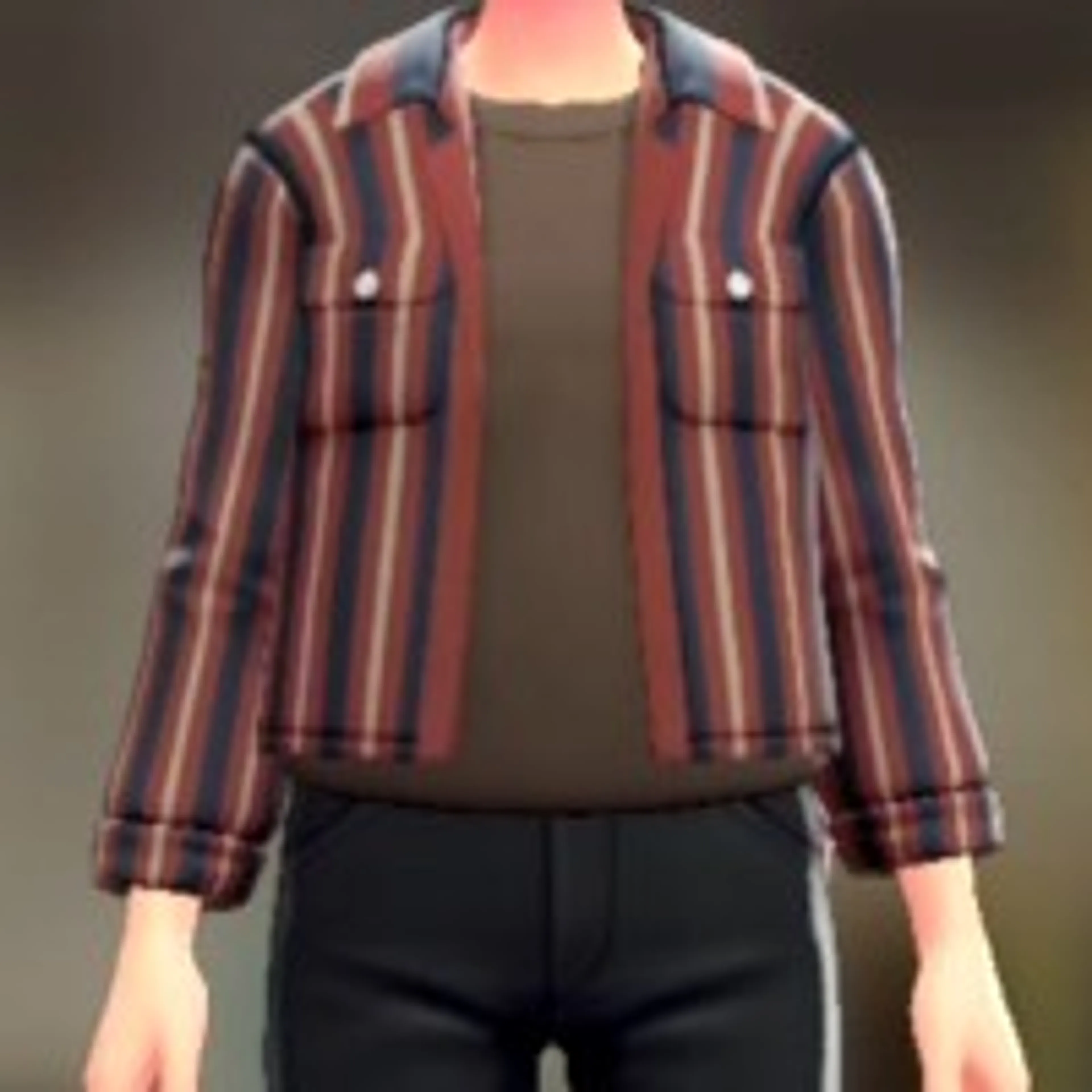 シャツ&Tシャツセット - ストライプレッド ダークブラウン