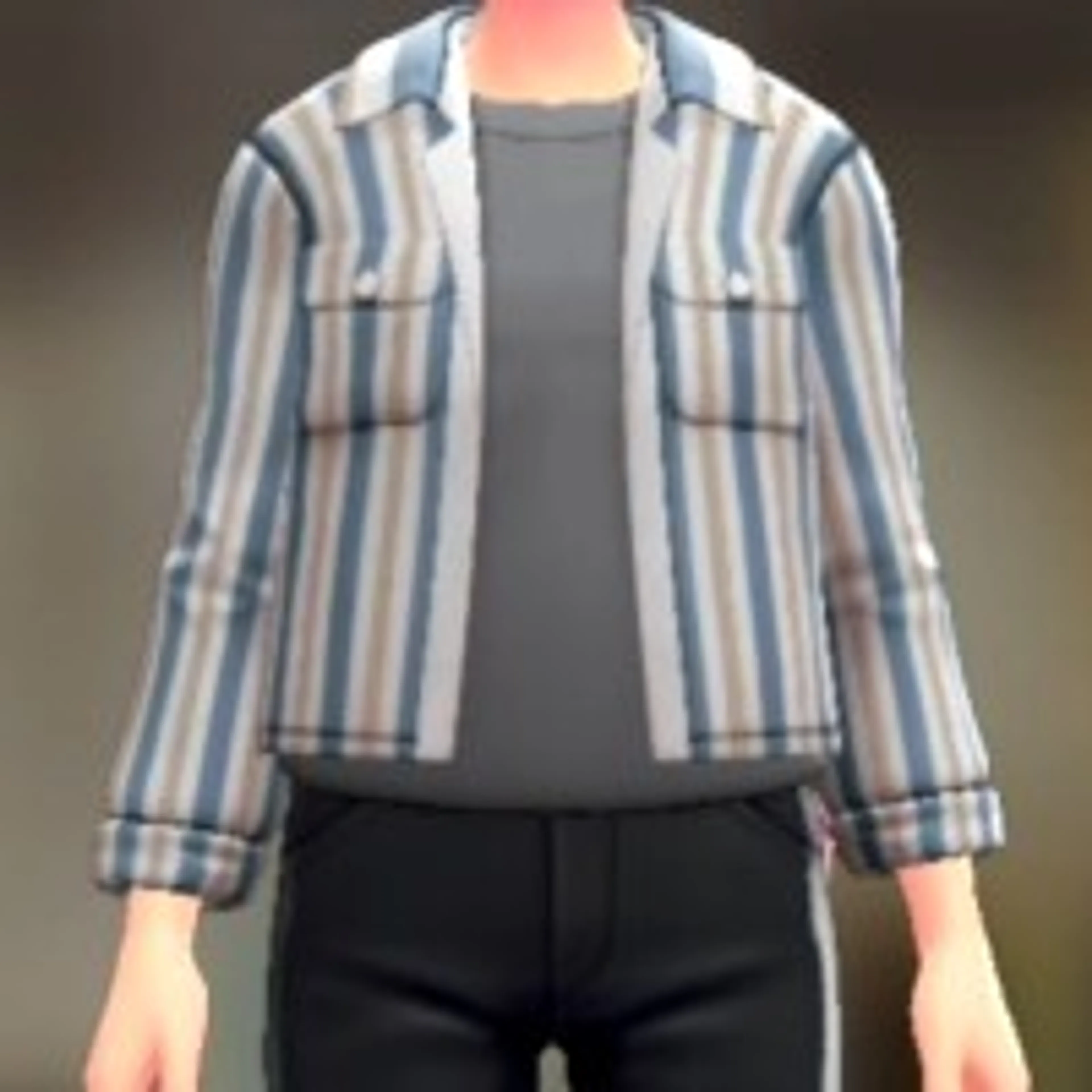 シャツ&Tシャツセット - ストライプブルー グレー