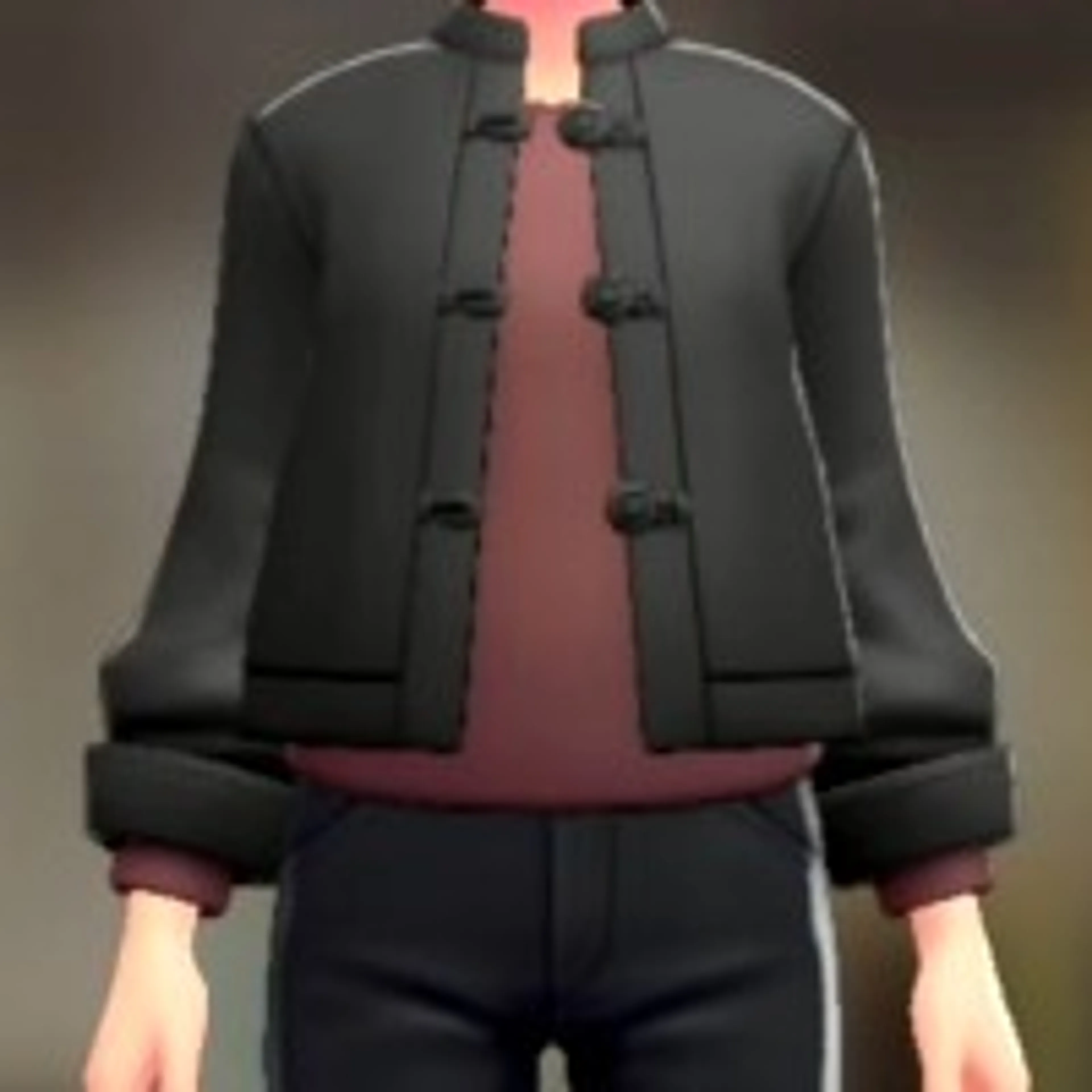 むすびボタンシャツセット - ブラック ボルドー