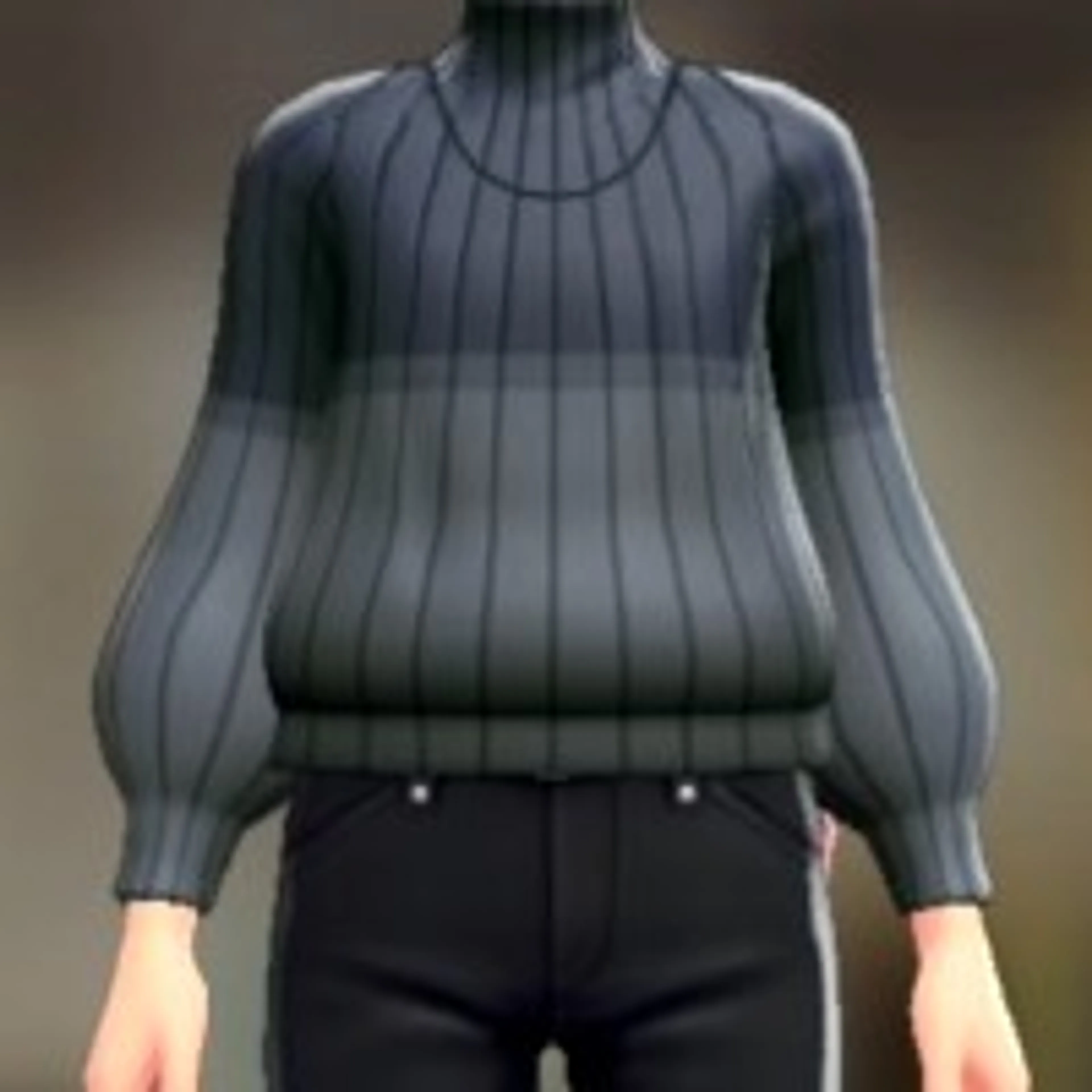 ハイネックトーンセーター - ブルー&ブルーグレー