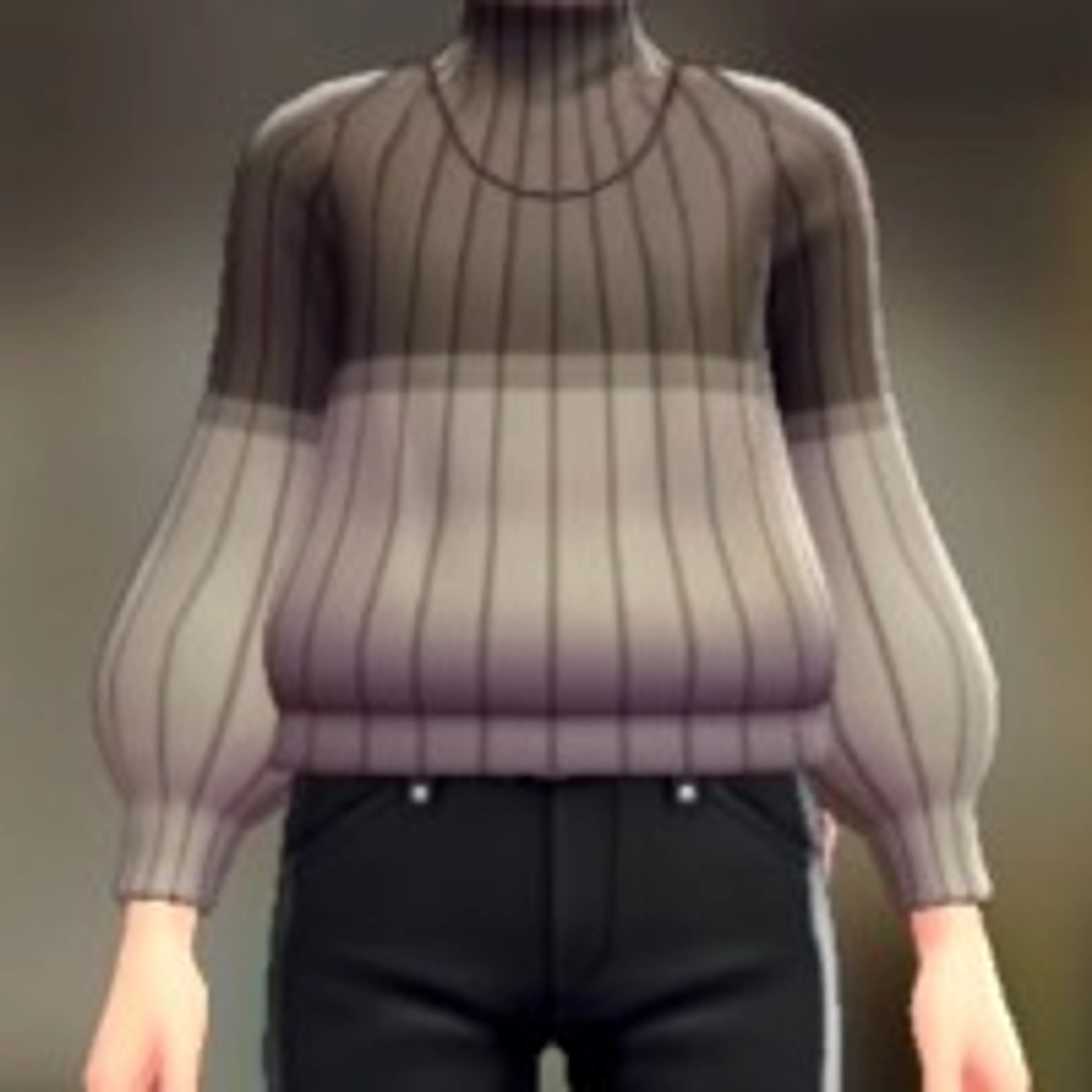 ハイネックトーンセーター - ブラウン×ベージュ