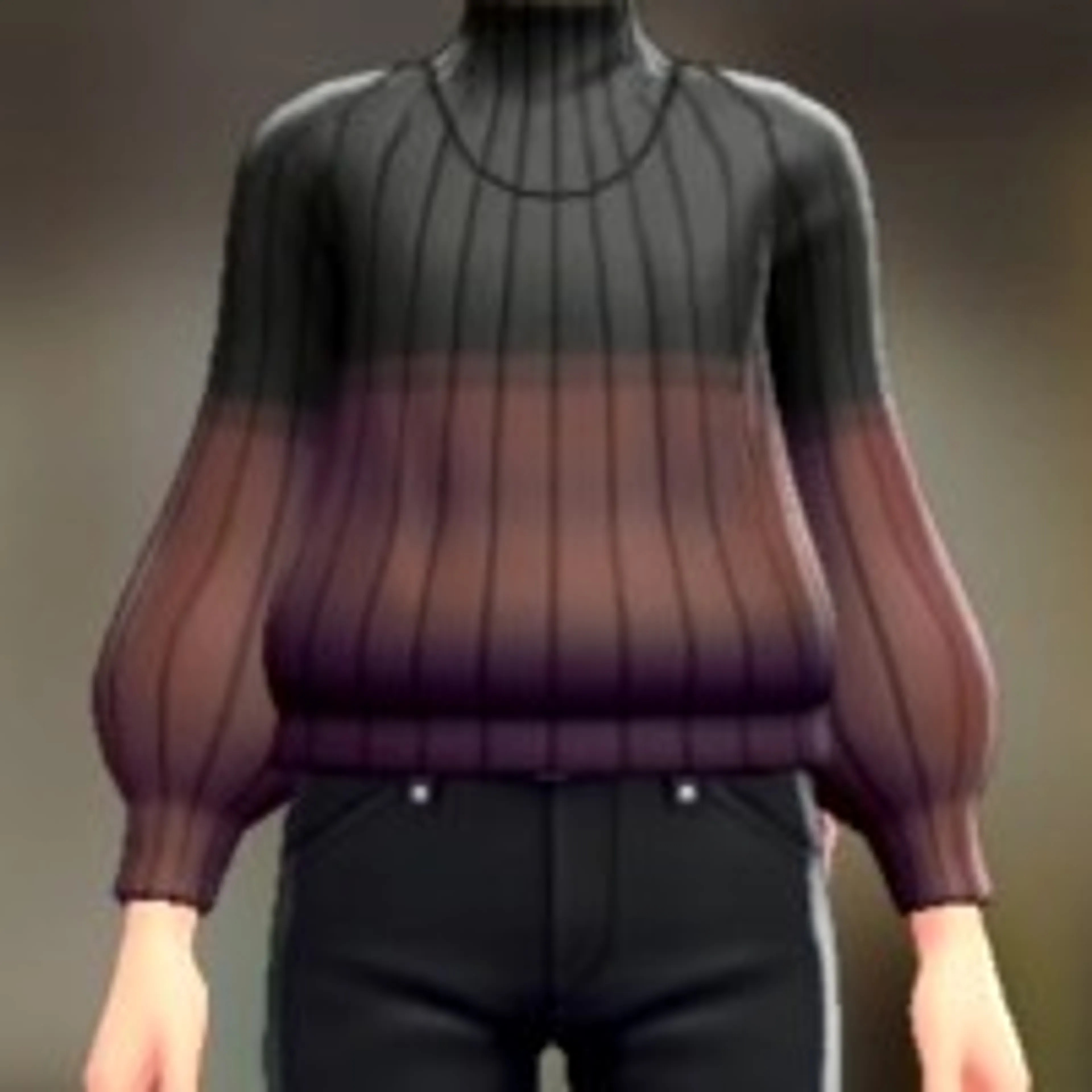 ハイネックトーンセーター - ブラック×レッド