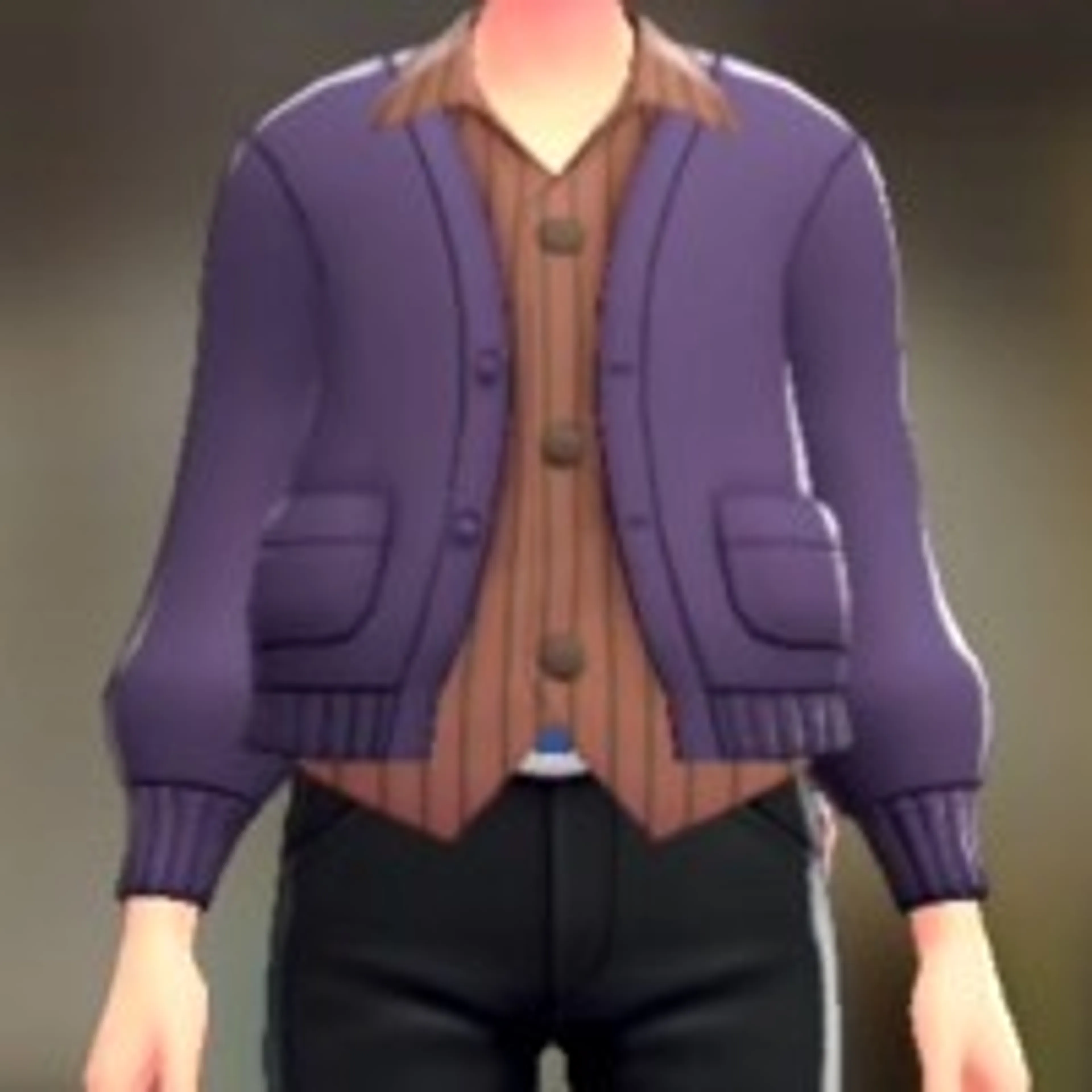 カーディガン&シャツセット - パープル ストライプアーモンド