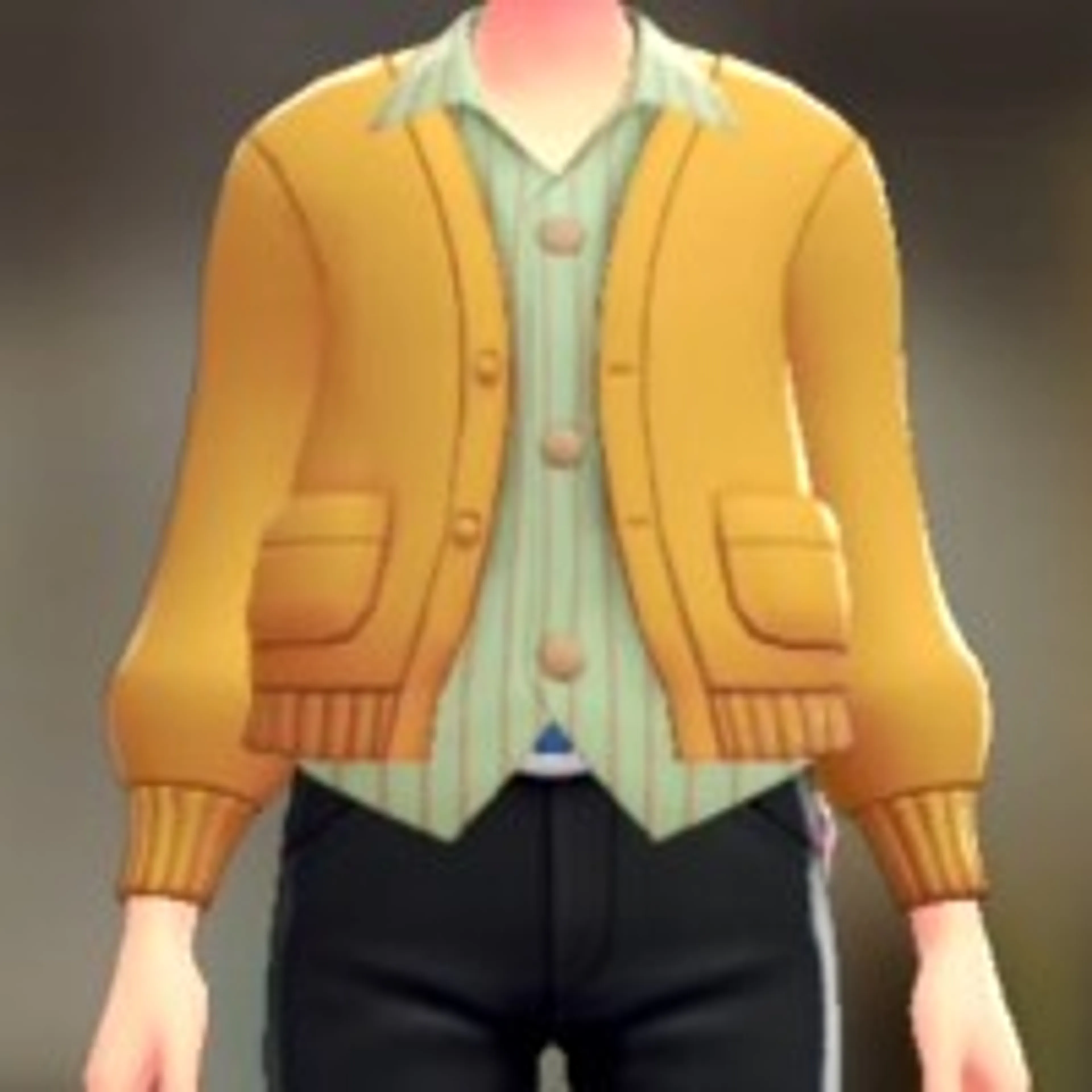 カーディガン&シャツセット - イエロー ストライプミント