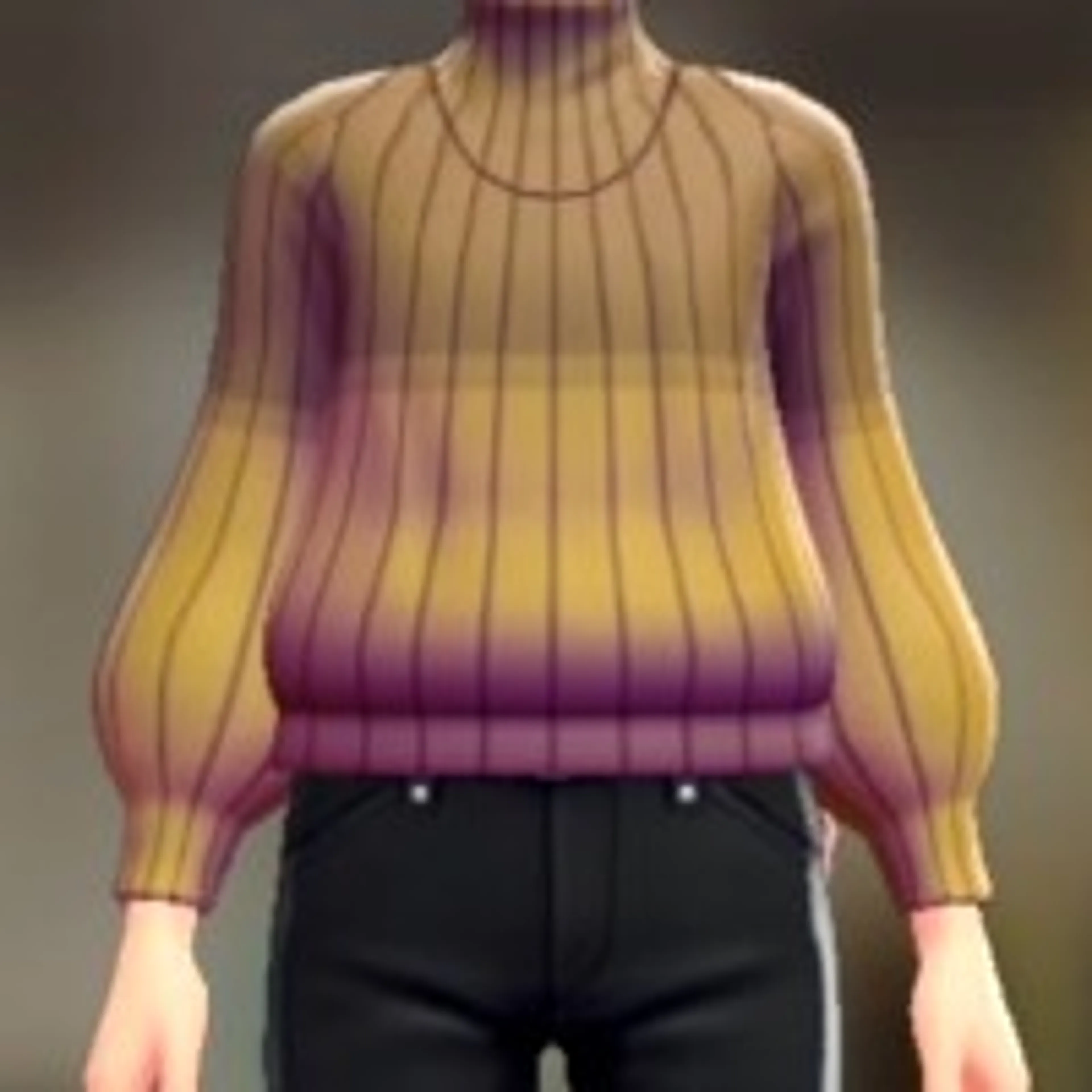 ハイネックトーンセーター - オーカー×イエロー