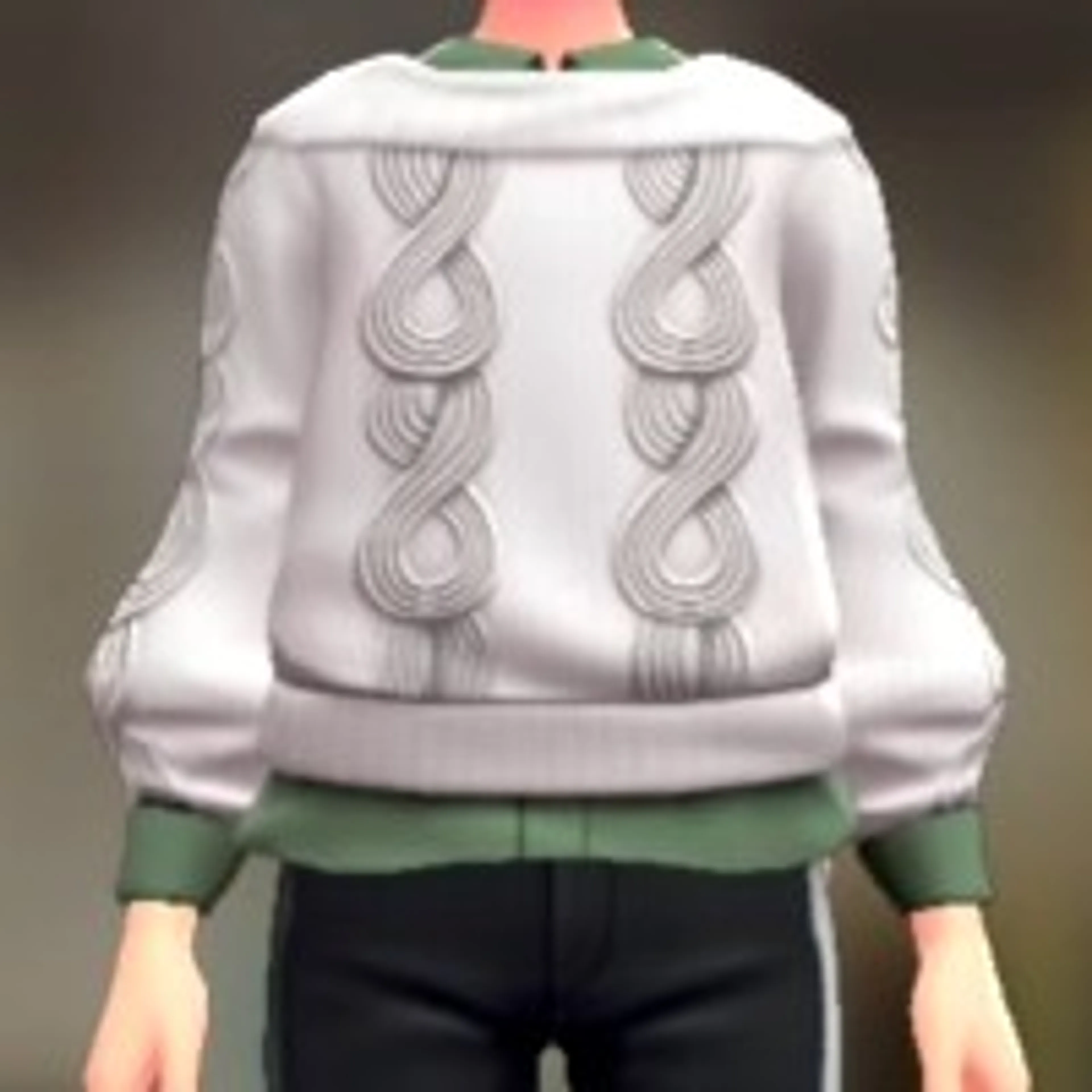 セーター&シャツセット - ホワイト オリーブ