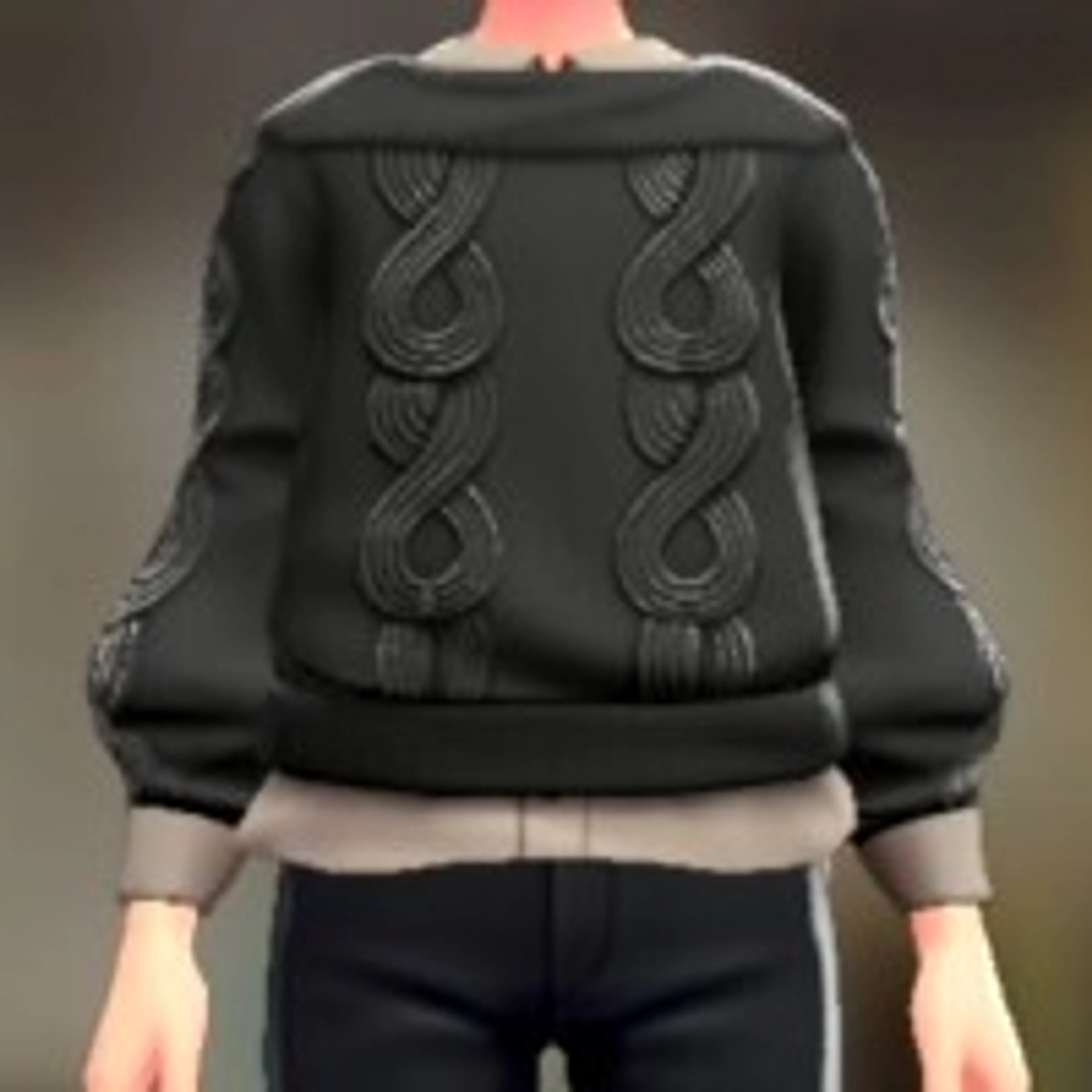 セーター&シャツセット - ブラック ベージュ