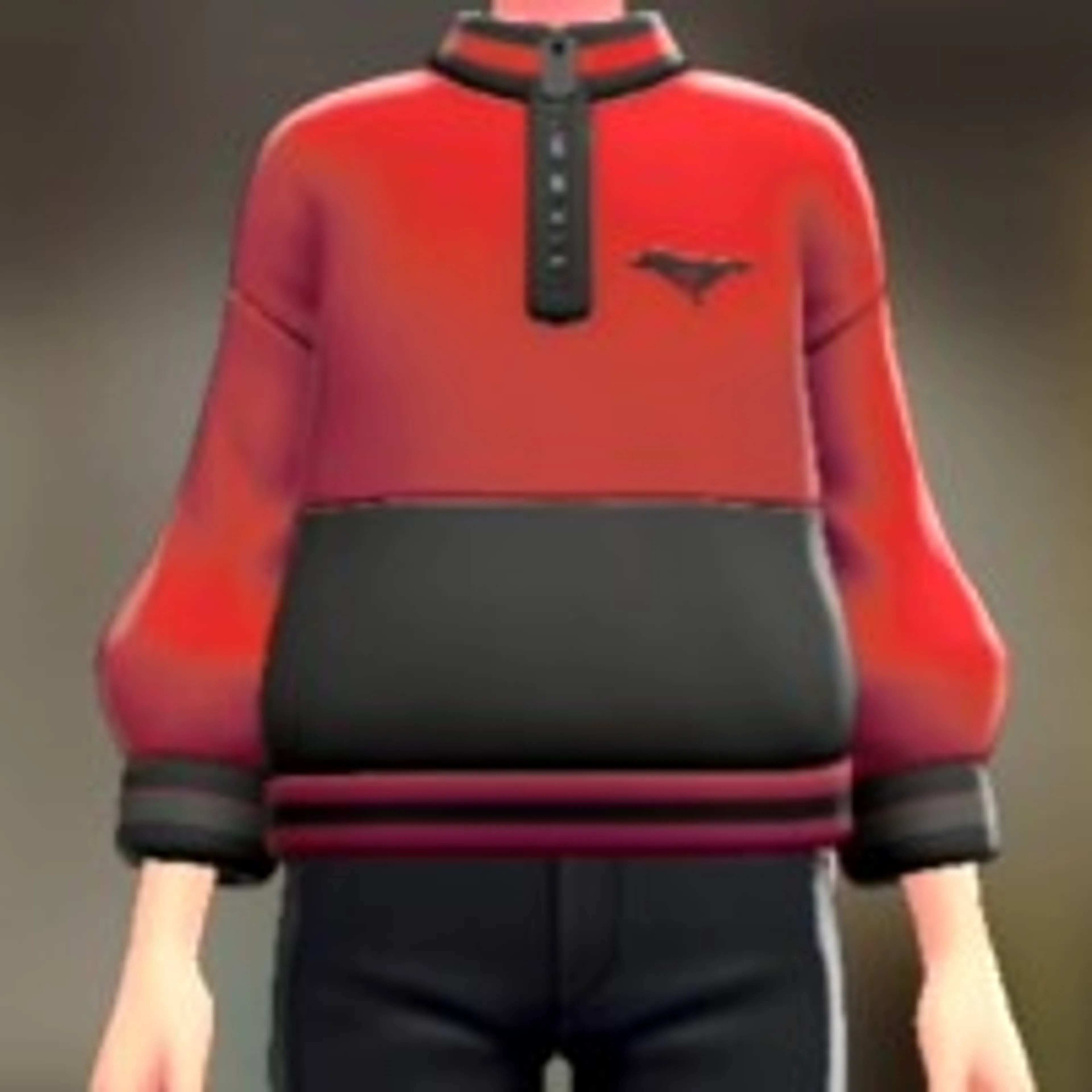 バイカラージップスウェット - レッド×ブラック