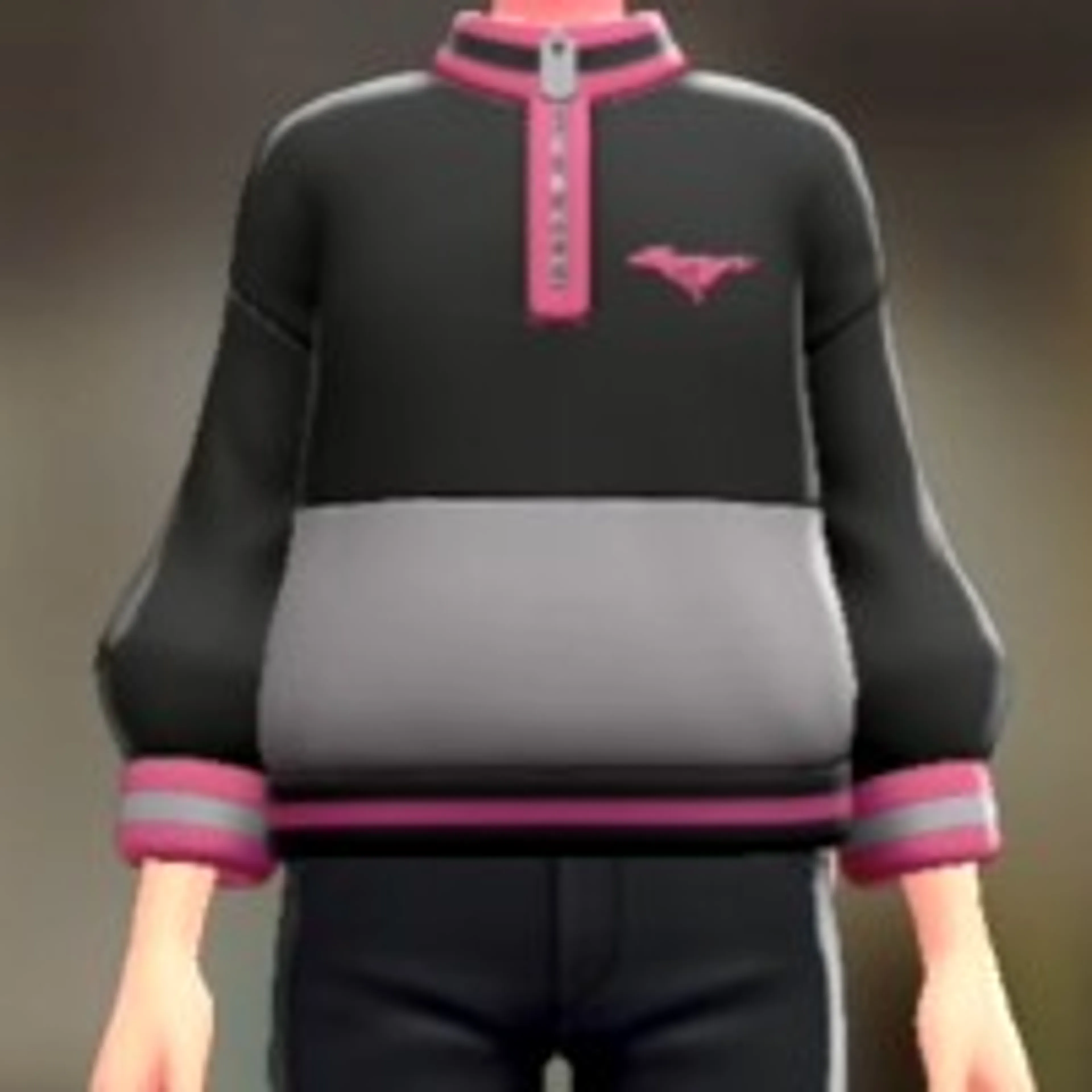 バイカラージップスウェット - ブラック×ピンク