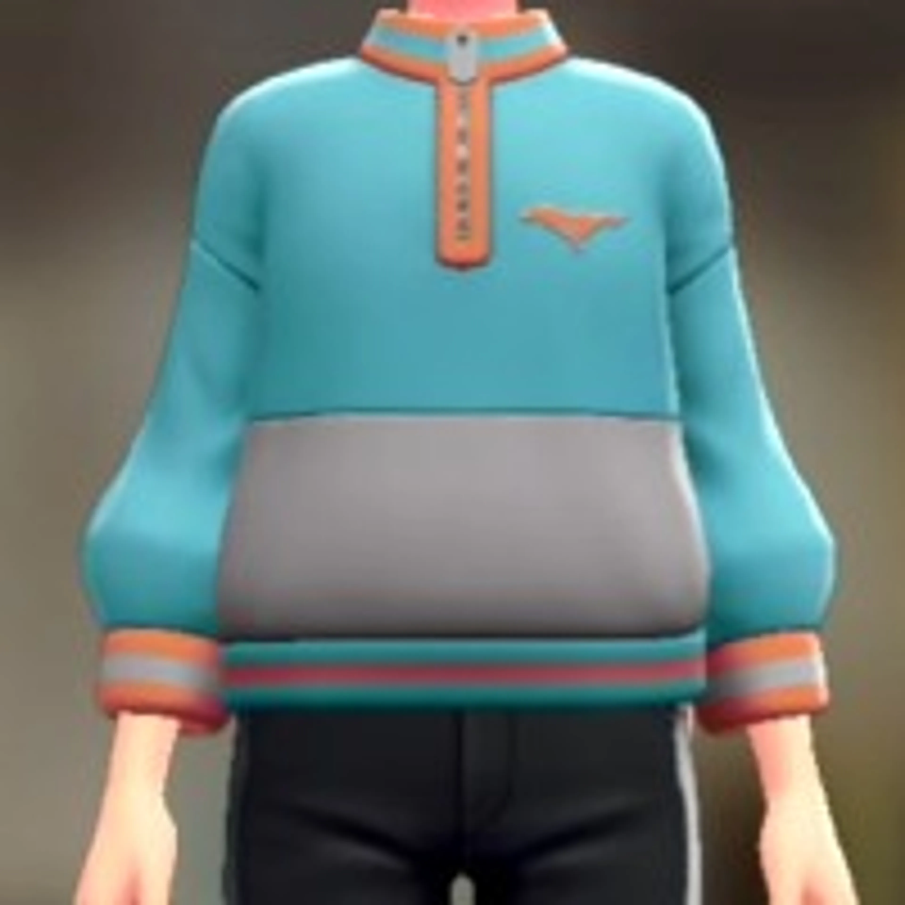 バイカラージップスウェット - ブルー×オレンジ