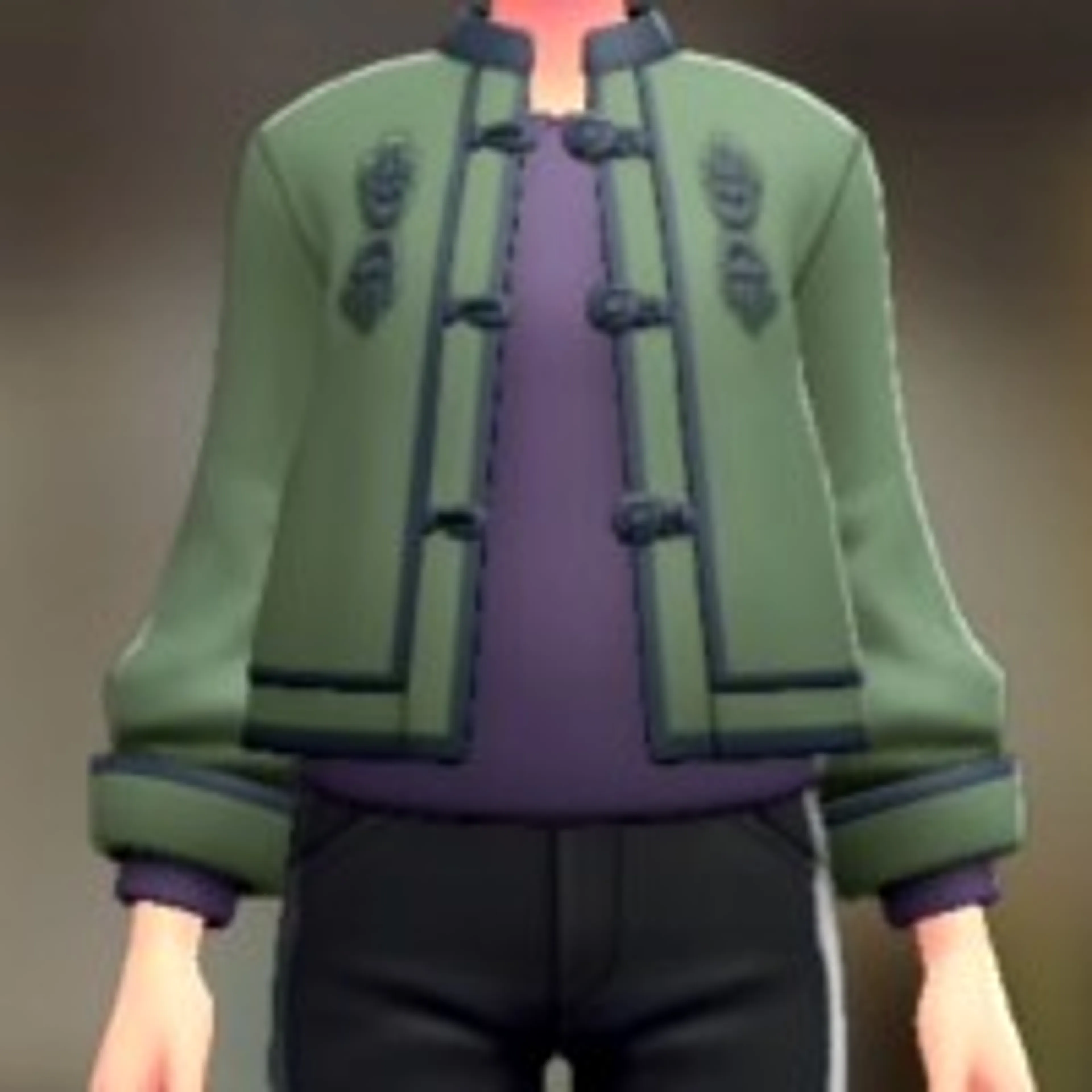 むすびボタンシャツセット - オリエンタルグリーン パープル