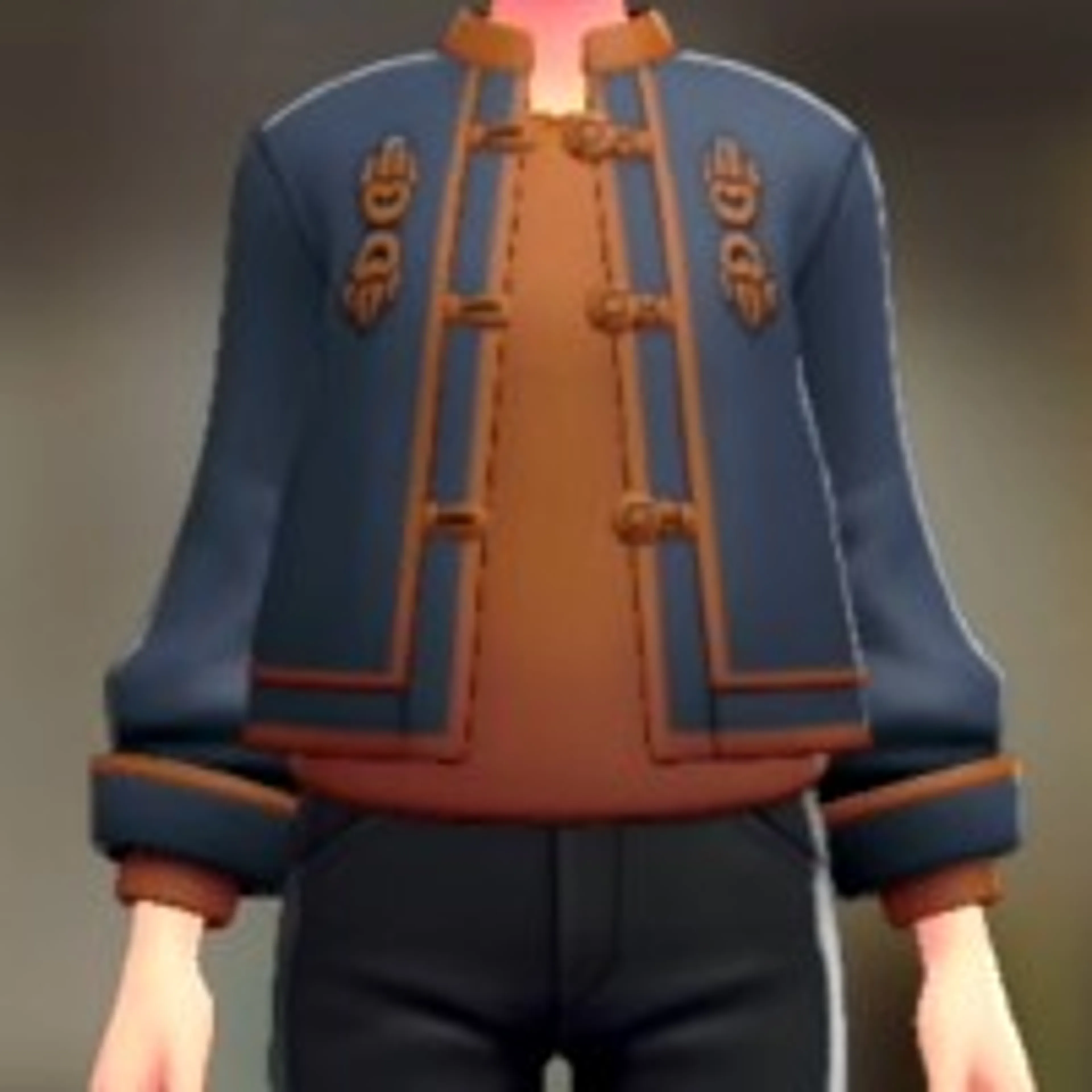 むすびボタンシャツセット - オリエンタルブルー ブラウン