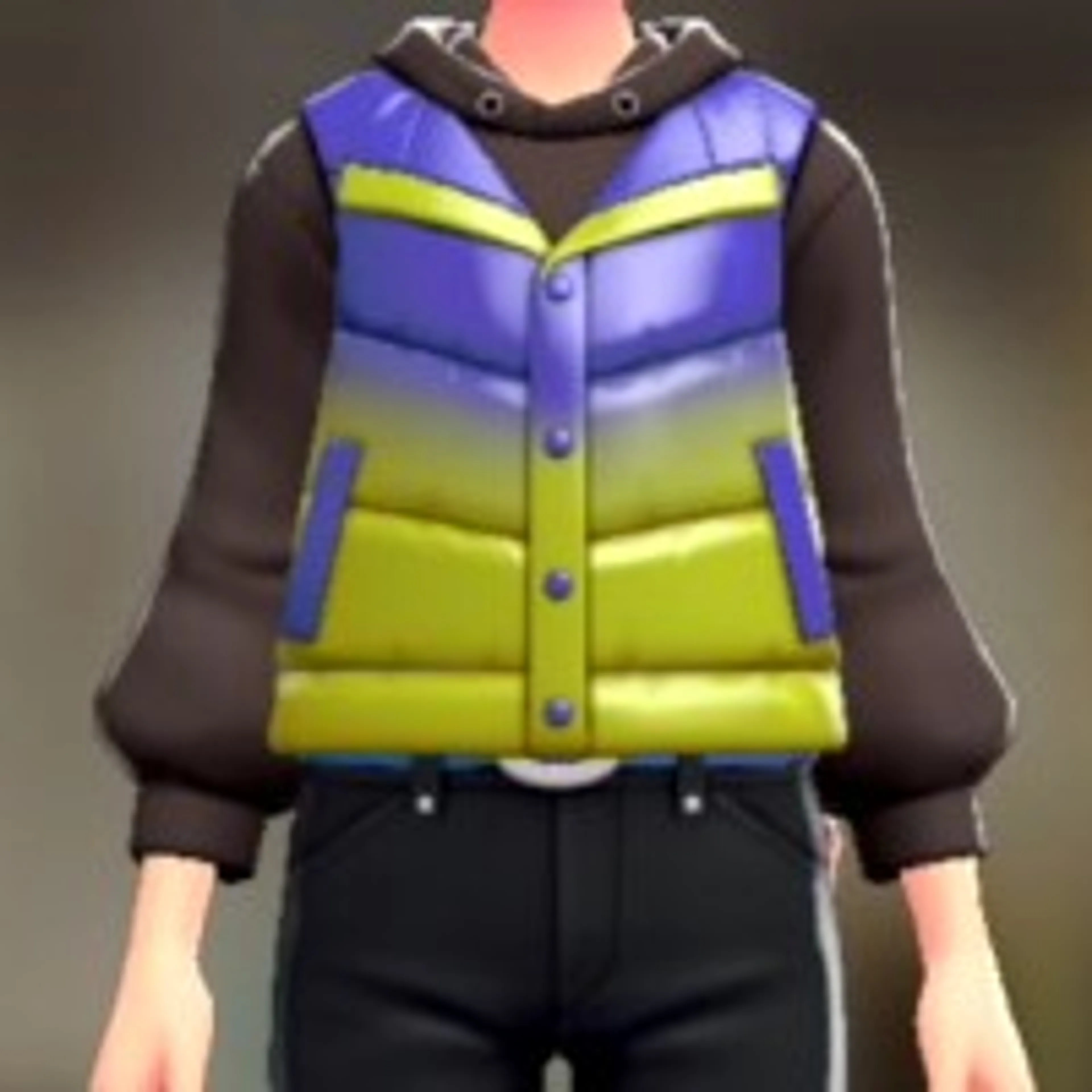 ダウンベスト&パーカーセット - イエローグラデ ダークブラウン