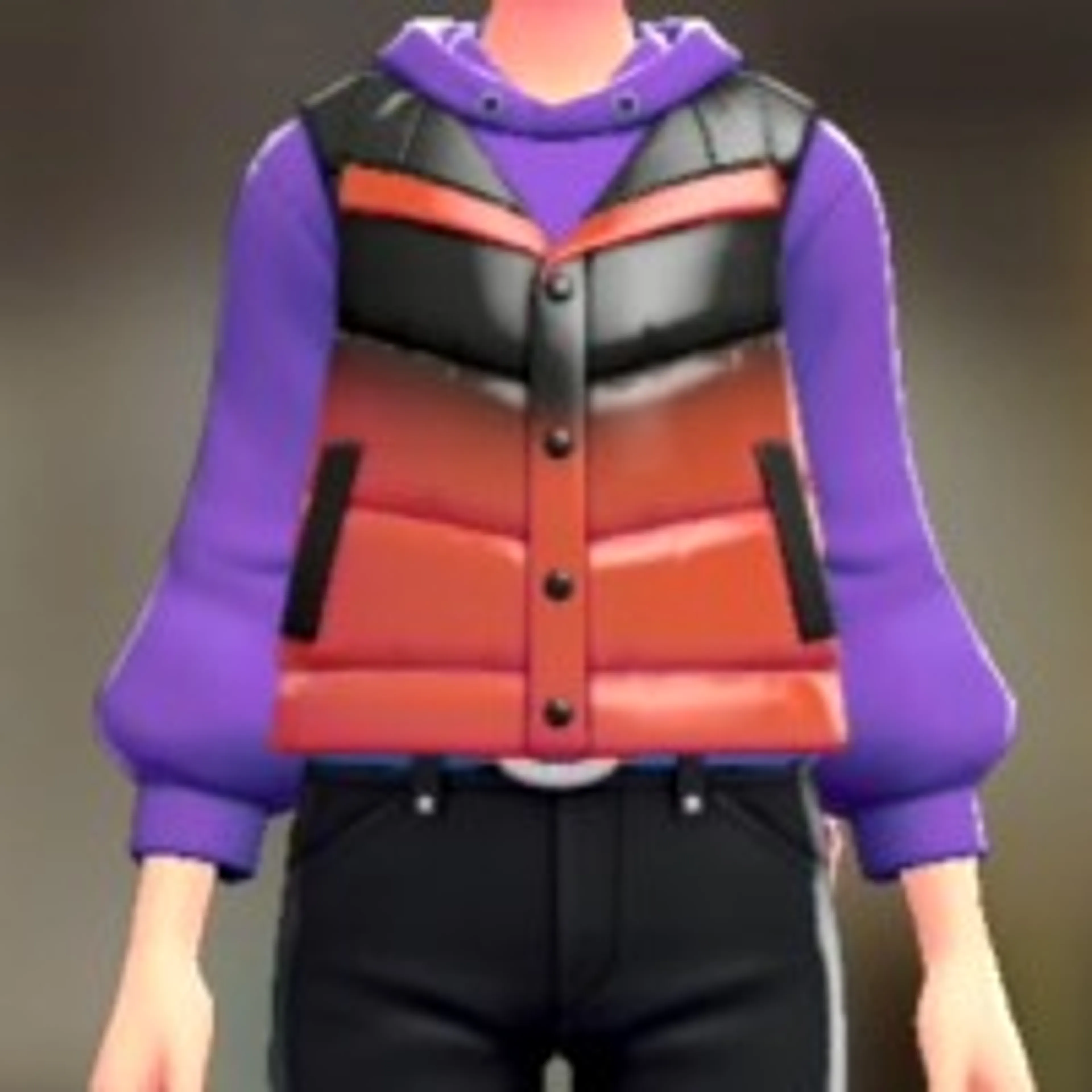 ダウンベスト&パーカーセット - レッドグラデ ビビッドパープル