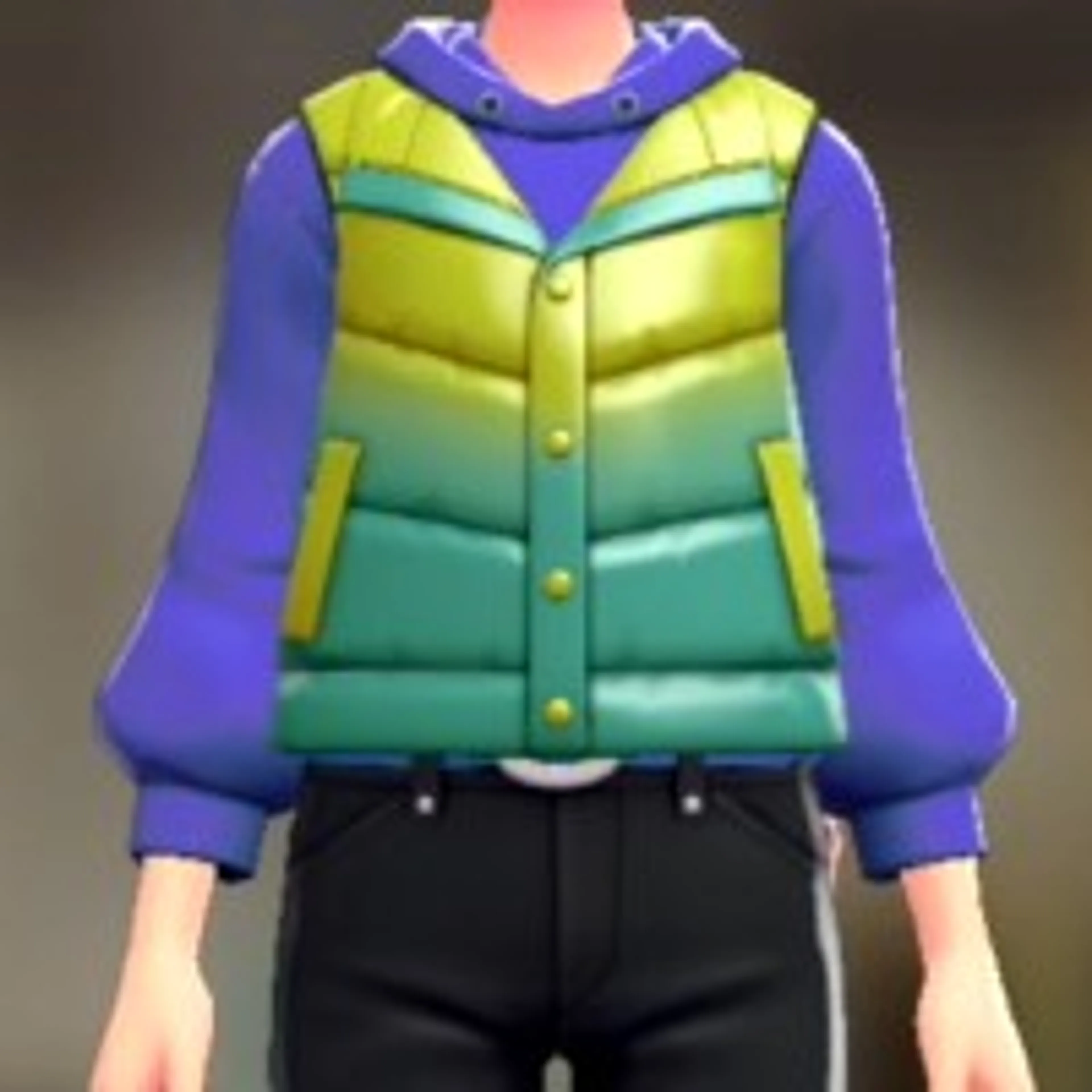 ダウンベスト&パーカーセット - グリーングラデ ウルトラマリンブルー