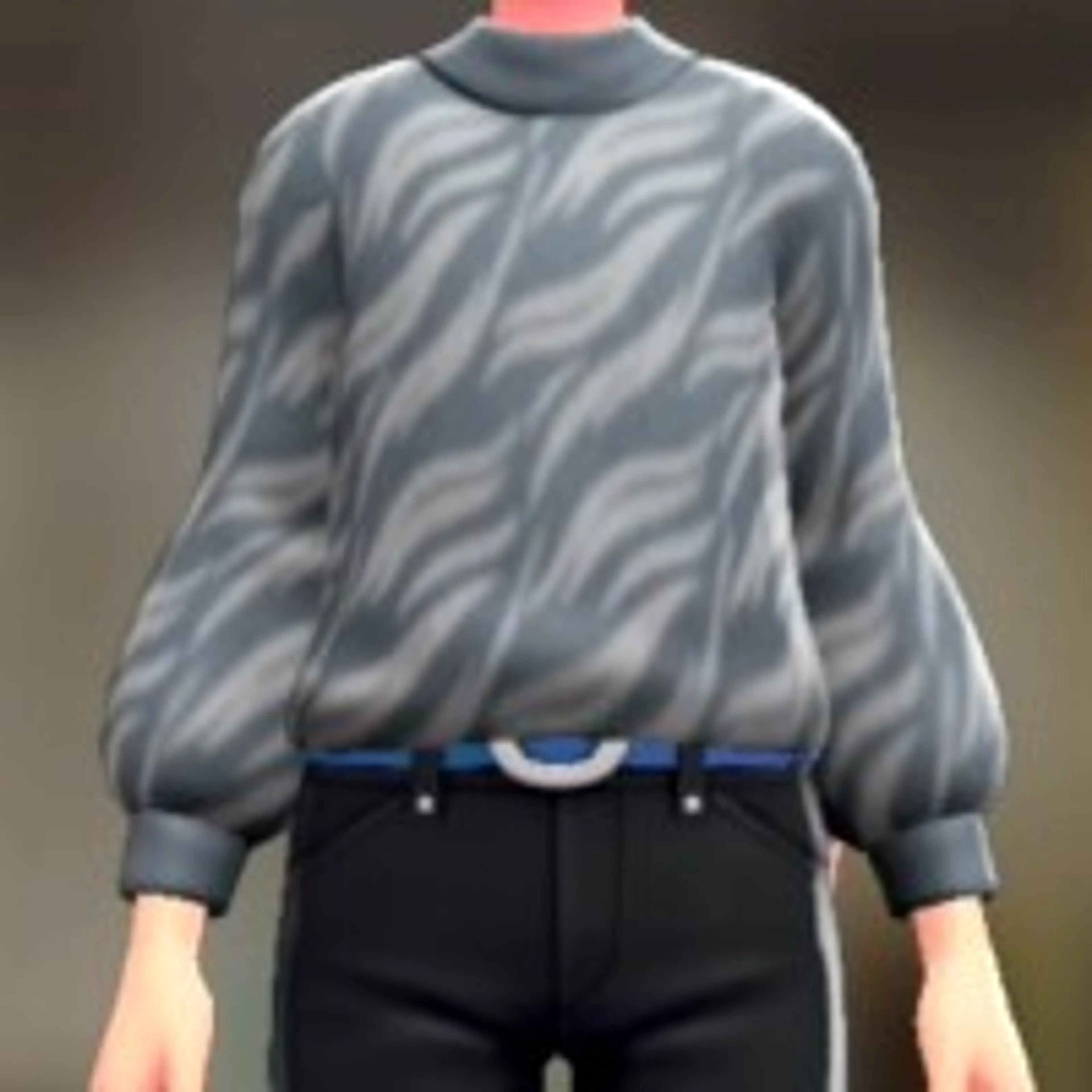 ファジーセーター - グレー×ホワイト