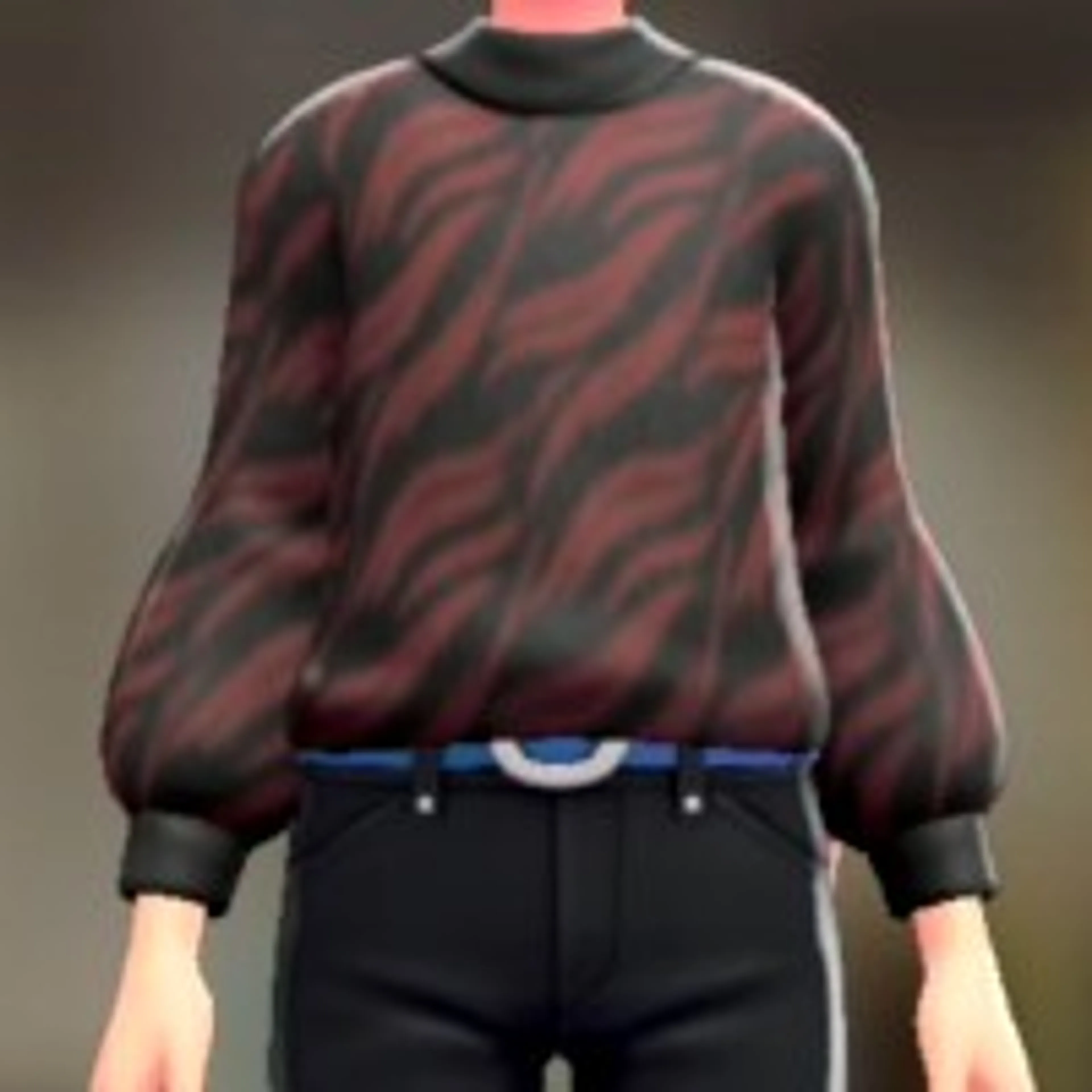 ファジーセーター - ブラック×レッド