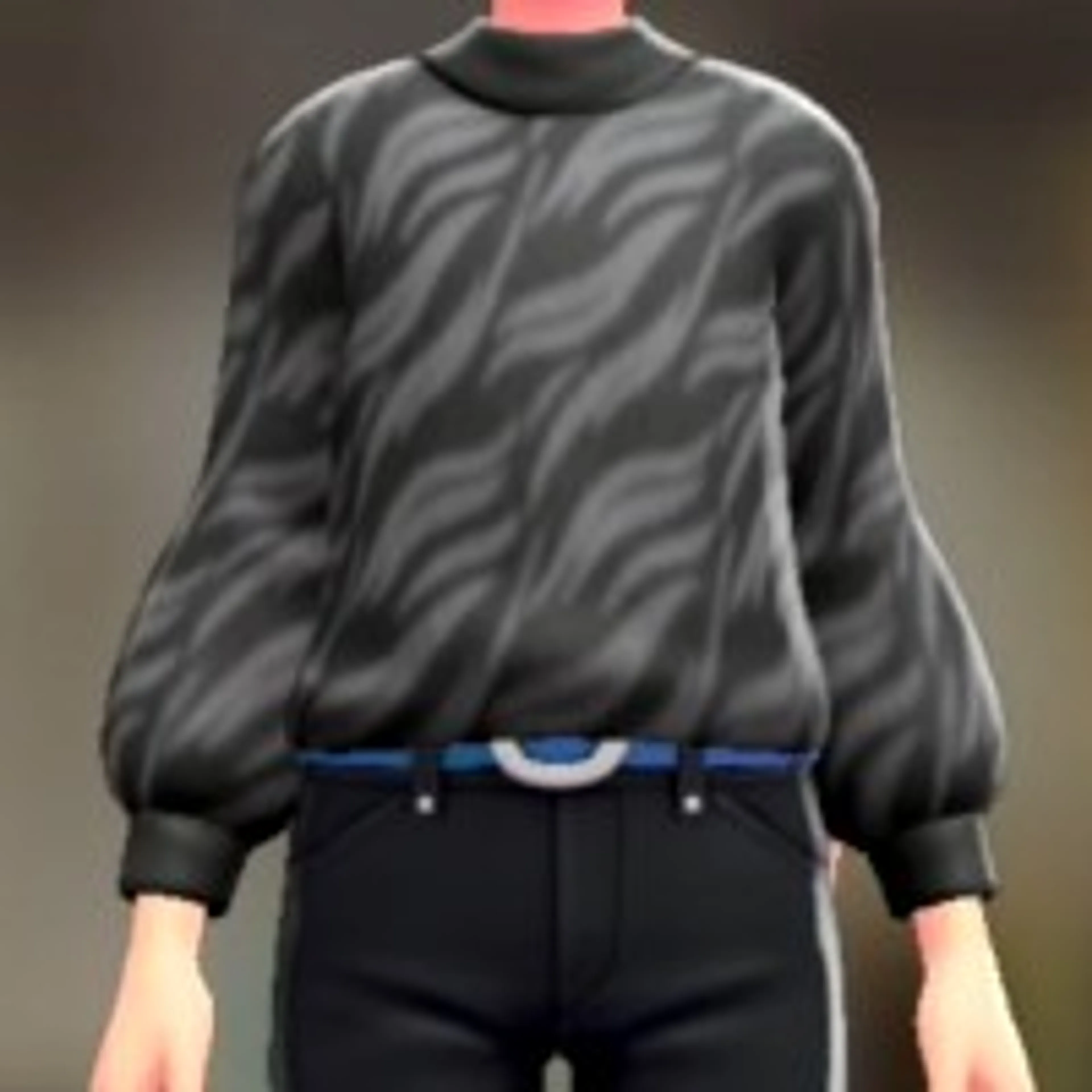 ファジーセーター - ブラック×グレー