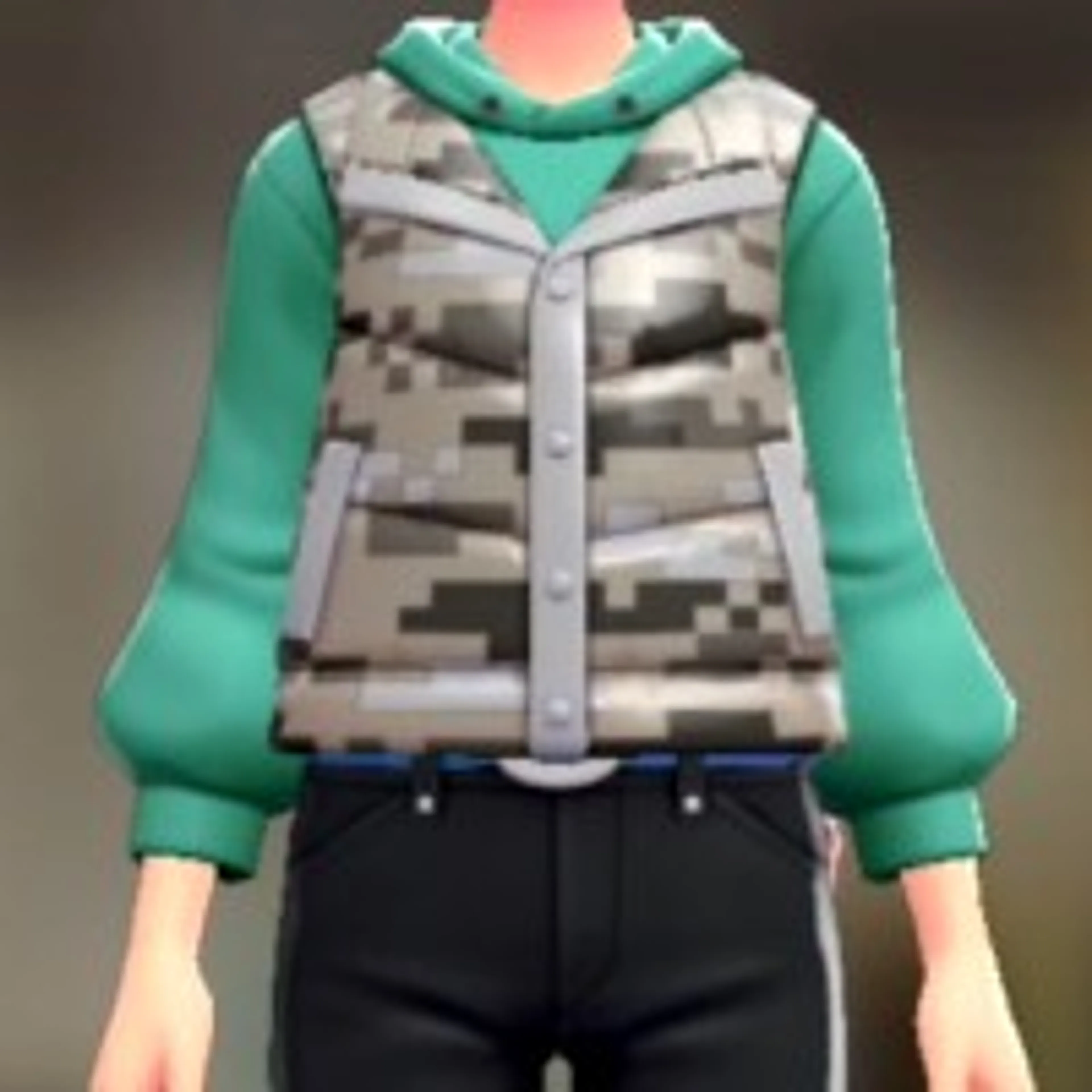 ダウンベスト&パーカーセット - モノクロモザイク エメラルドグリーン