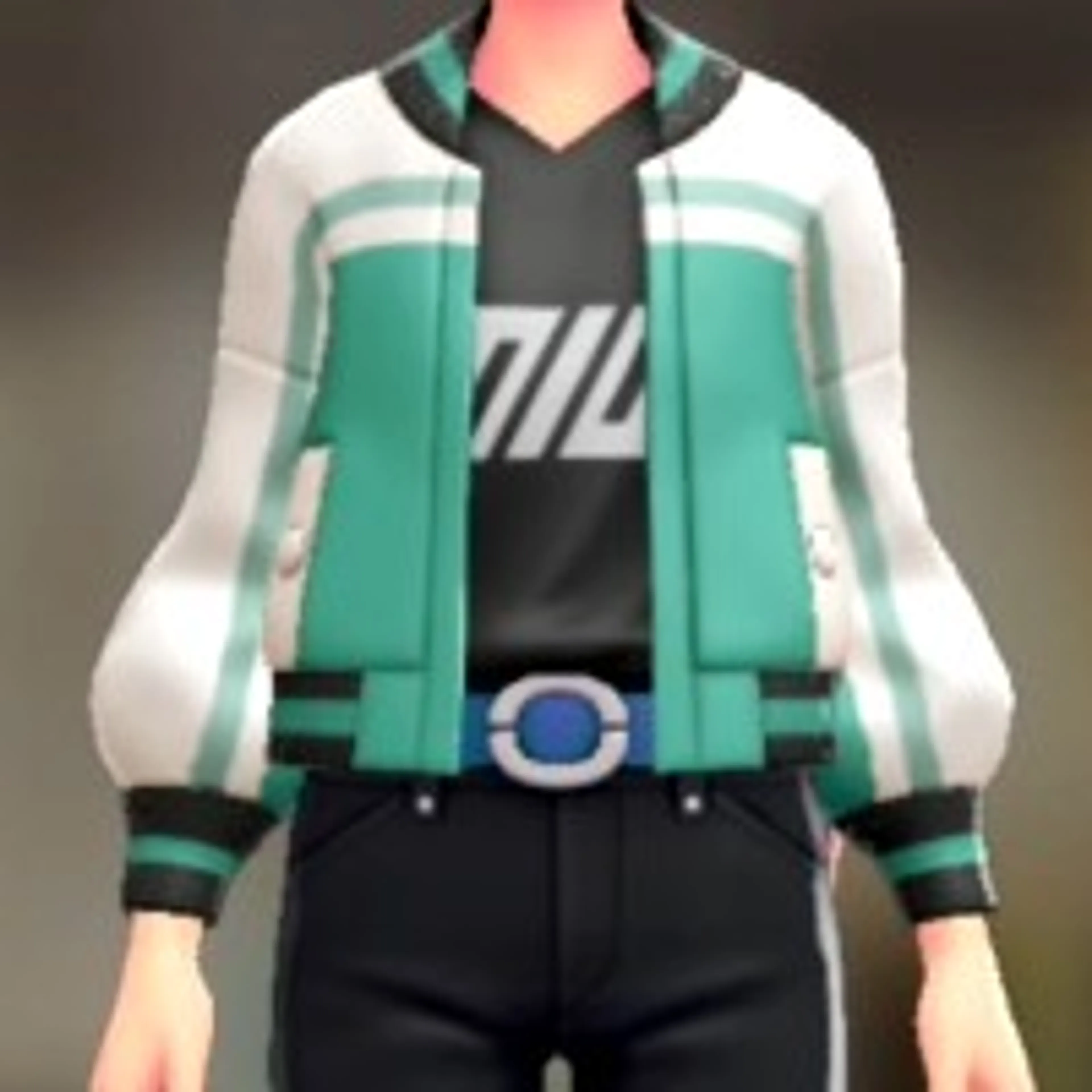 ブルゾン&Tシャツセット - バイカラーグリーン ブラック×ホワイト