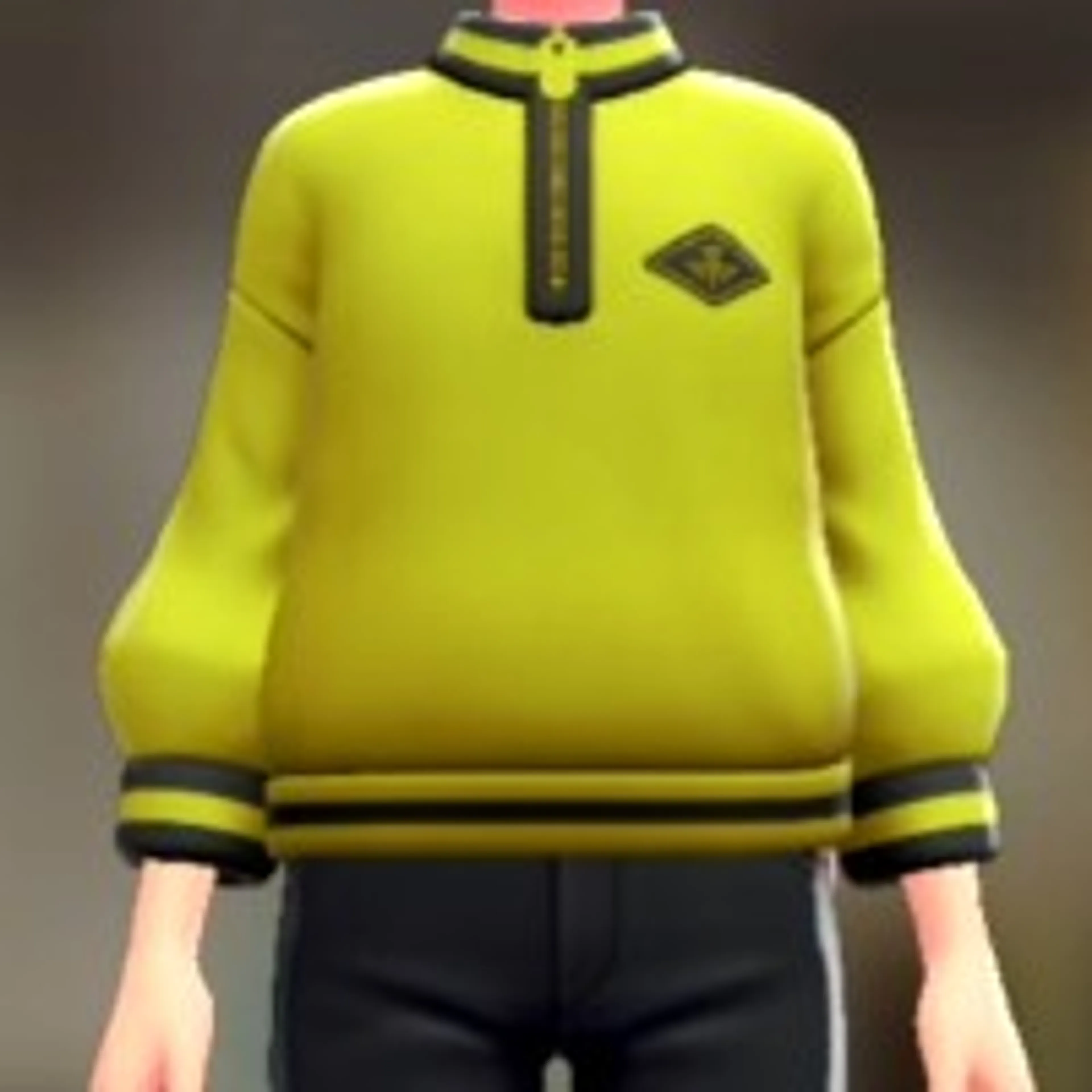 ワンポイントジップスウェット - ライムイエロー