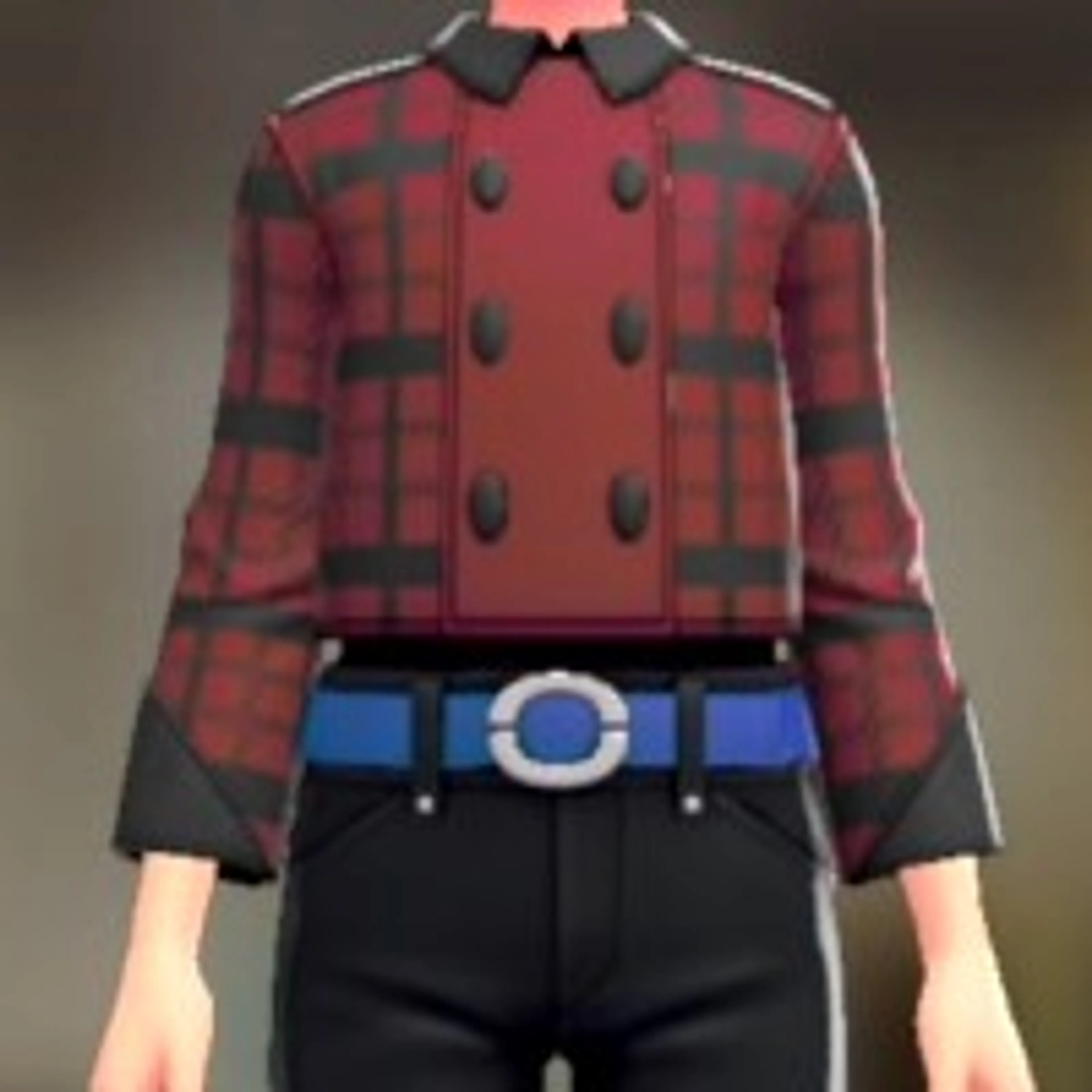 チェックがらショートPコート - ブレイブリーレッド