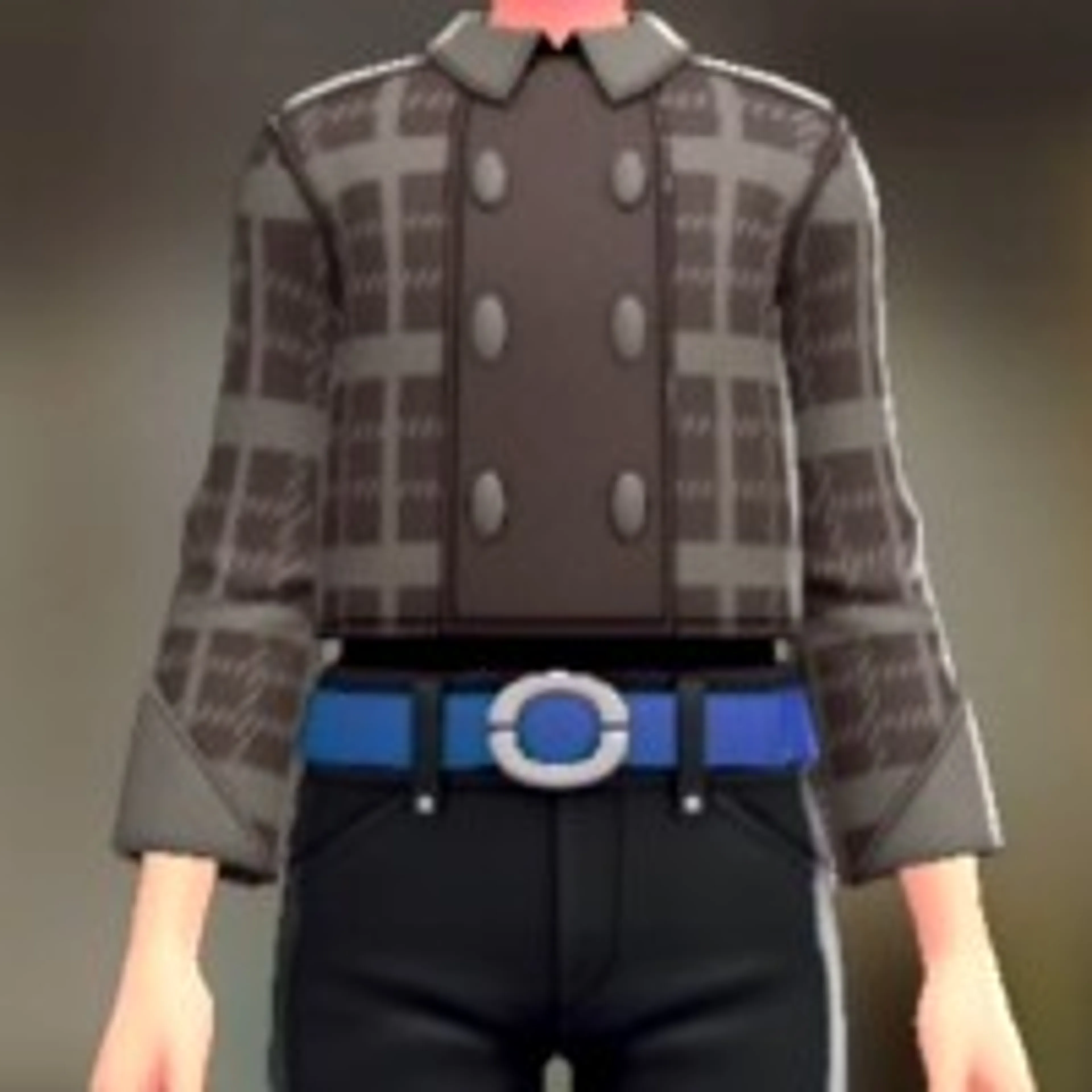 チェックがらショートPコート - ブレイブリーブラウン