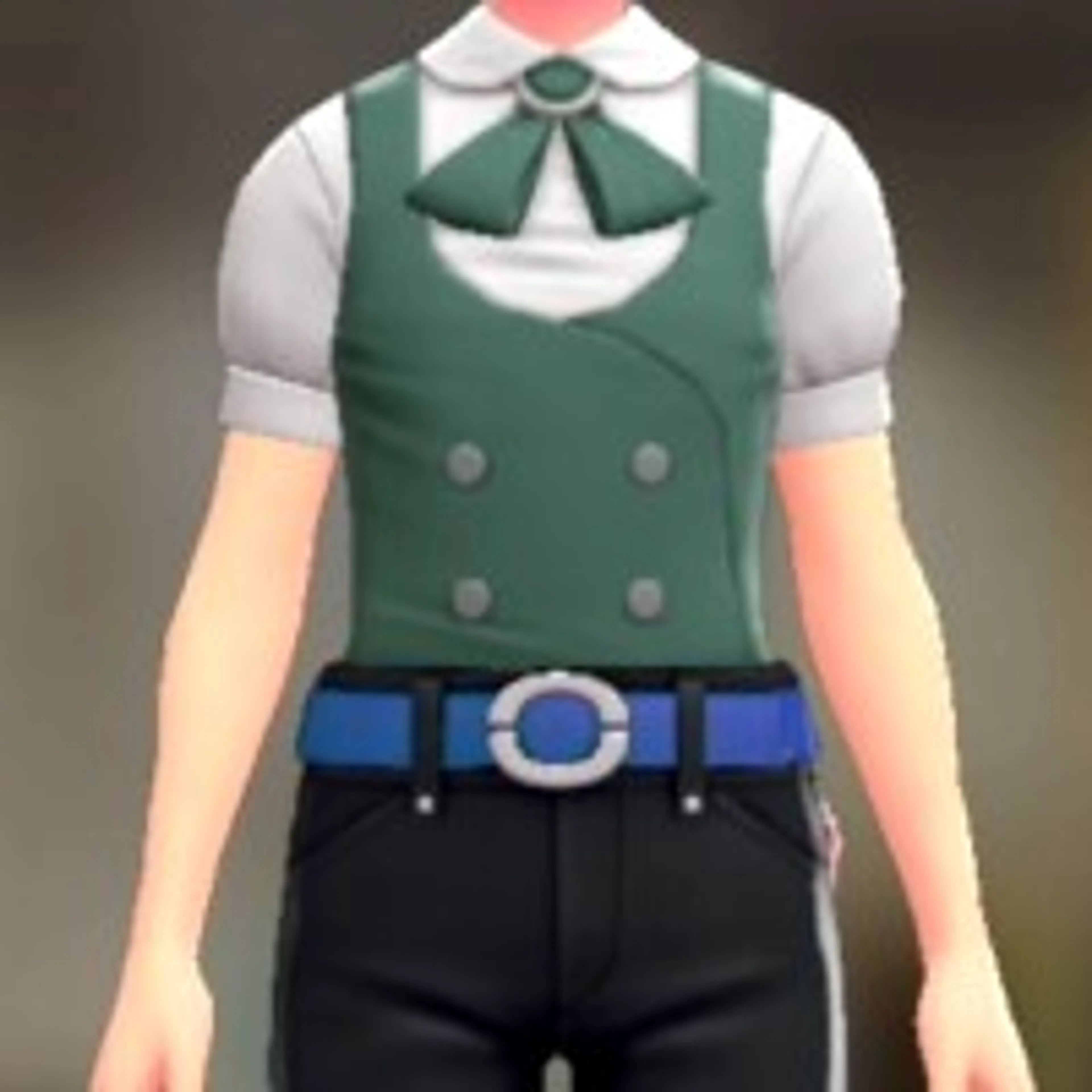ベスト&リボンブラウスセット - グリーン ホワイト×グリーン