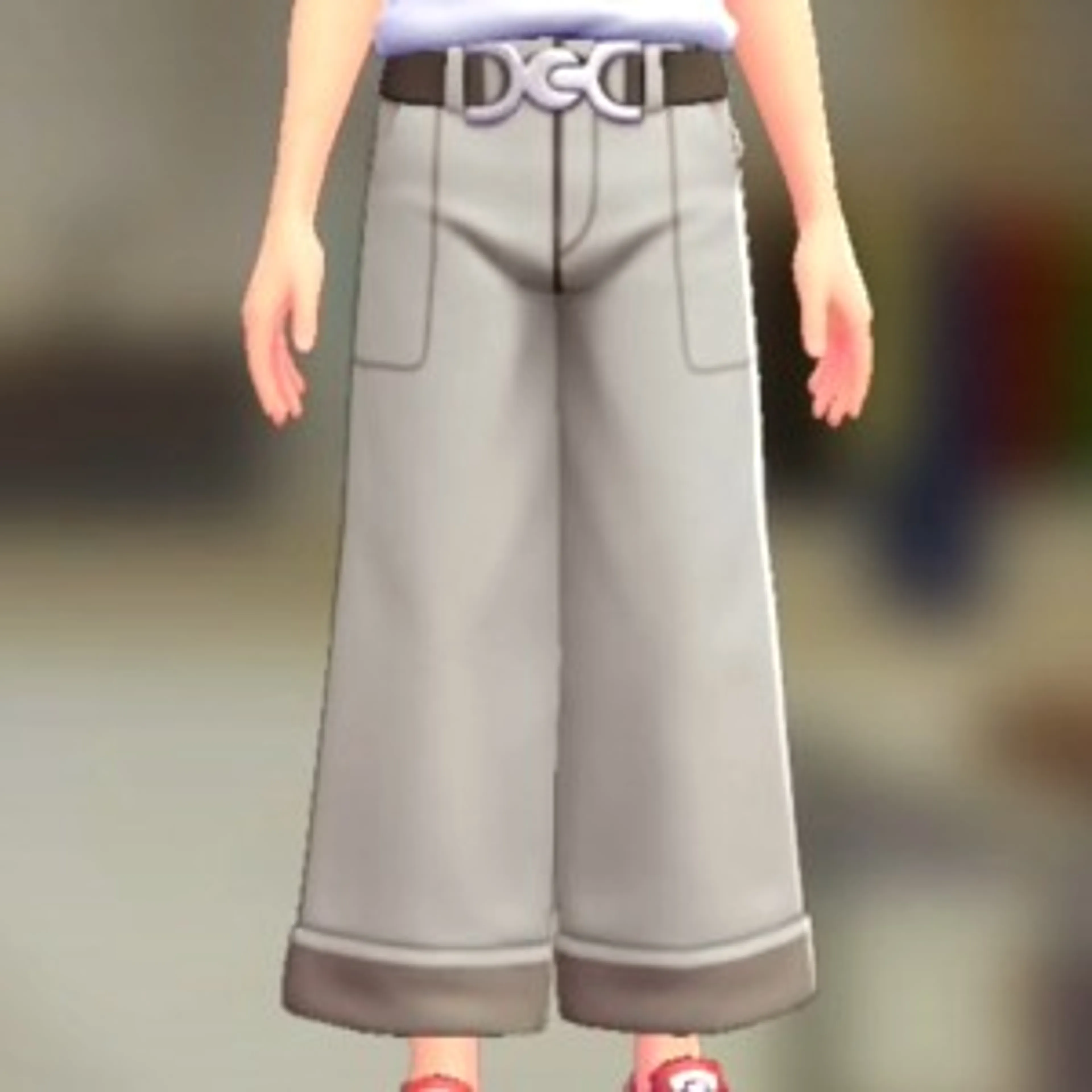 ワイドパンツセット - ホワイトデニム ダークブラウン