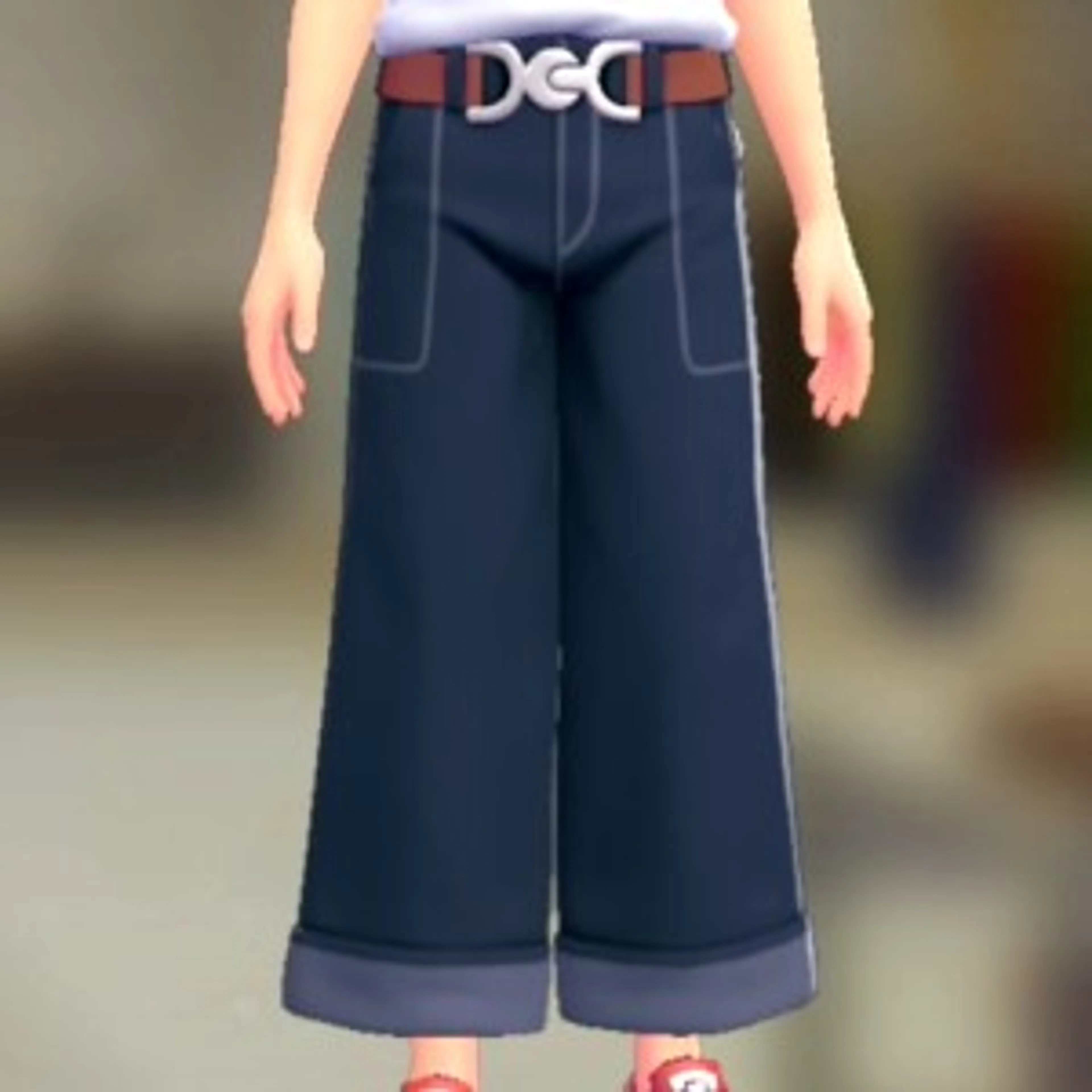 ワイドパンツセット - インディゴデニム ダークレッド