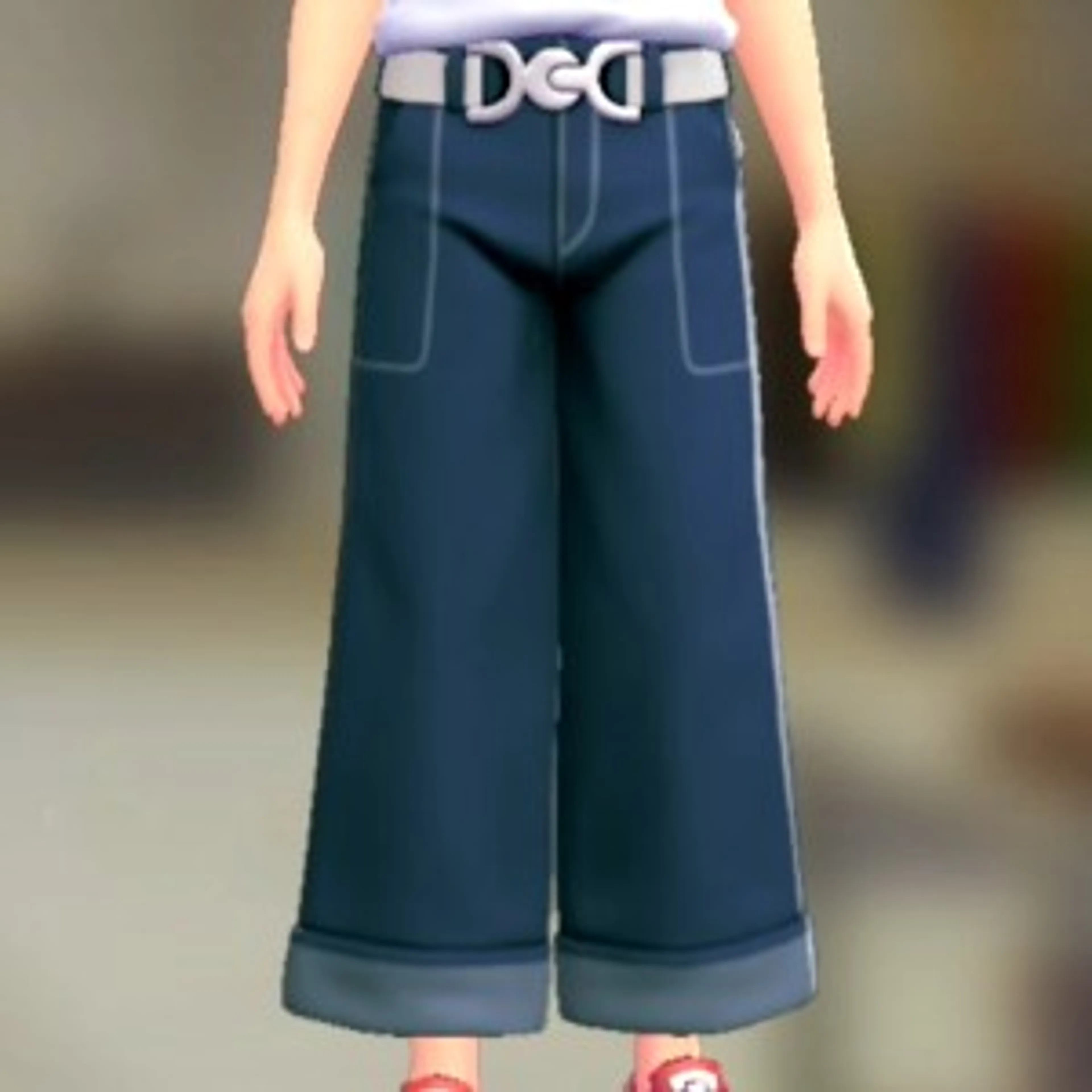 ワイドパンツセット - ブルーデニム ホワイト