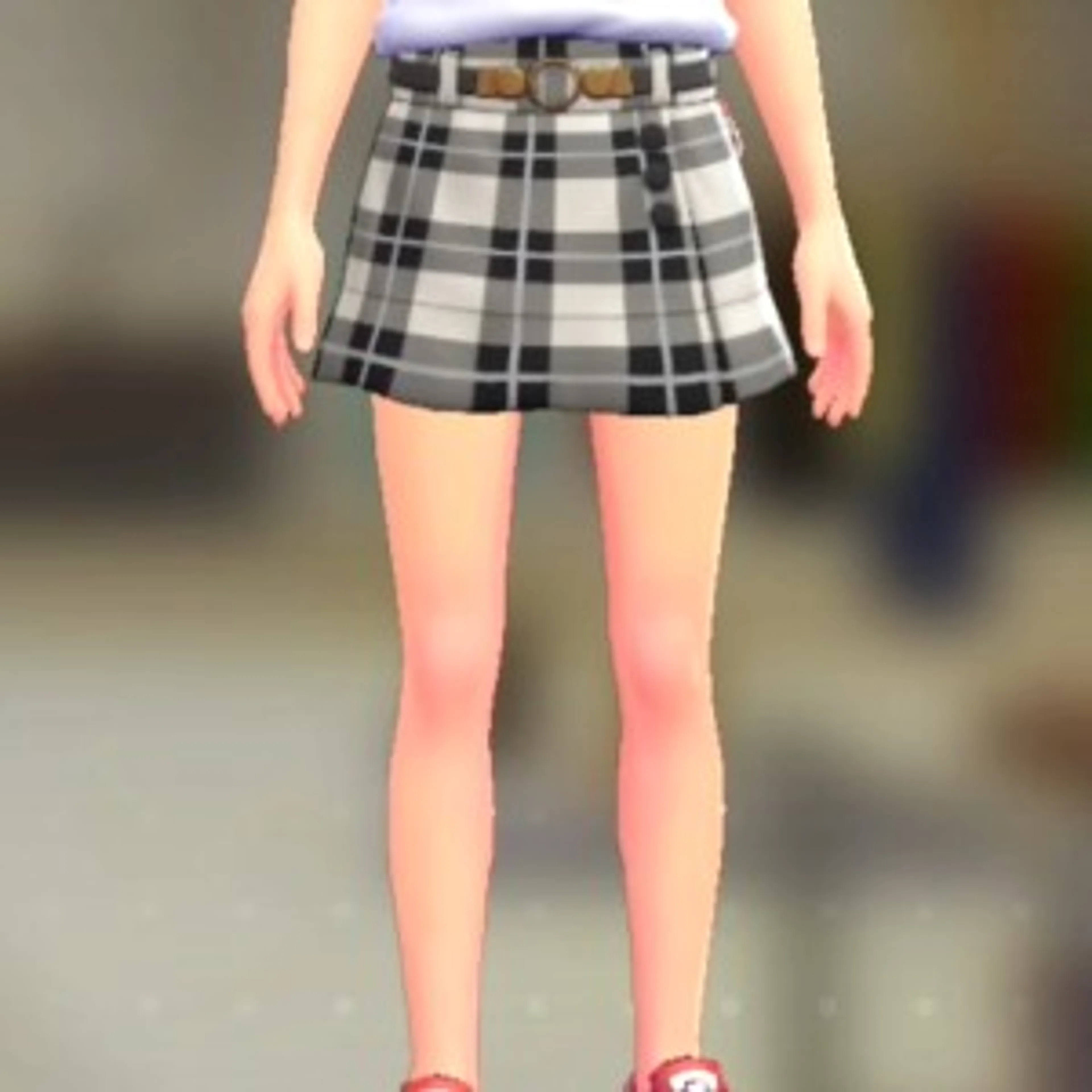 ラップキュロットセット - タータンホワイト グレー